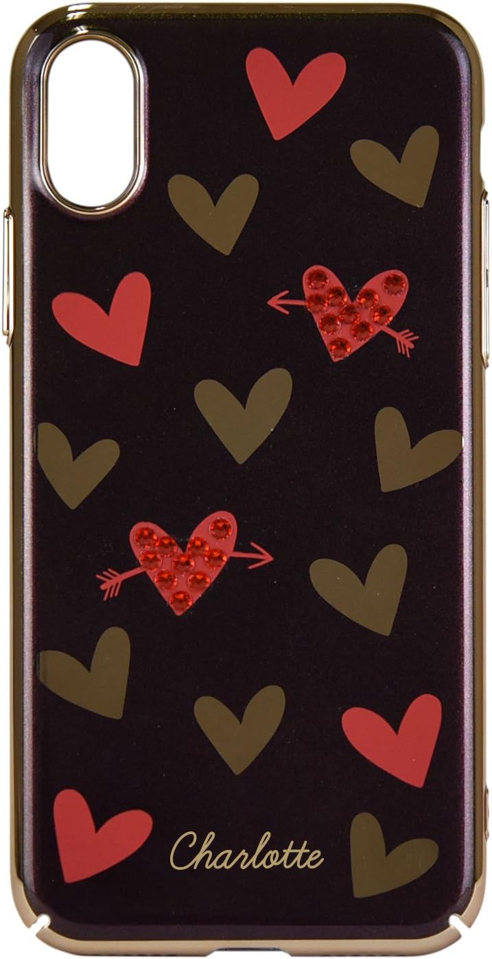 Gourmandise iPhone X (5.8 inch) Crystal Hard Case - Swarovski(R) - Heart/Brown jwl-03br