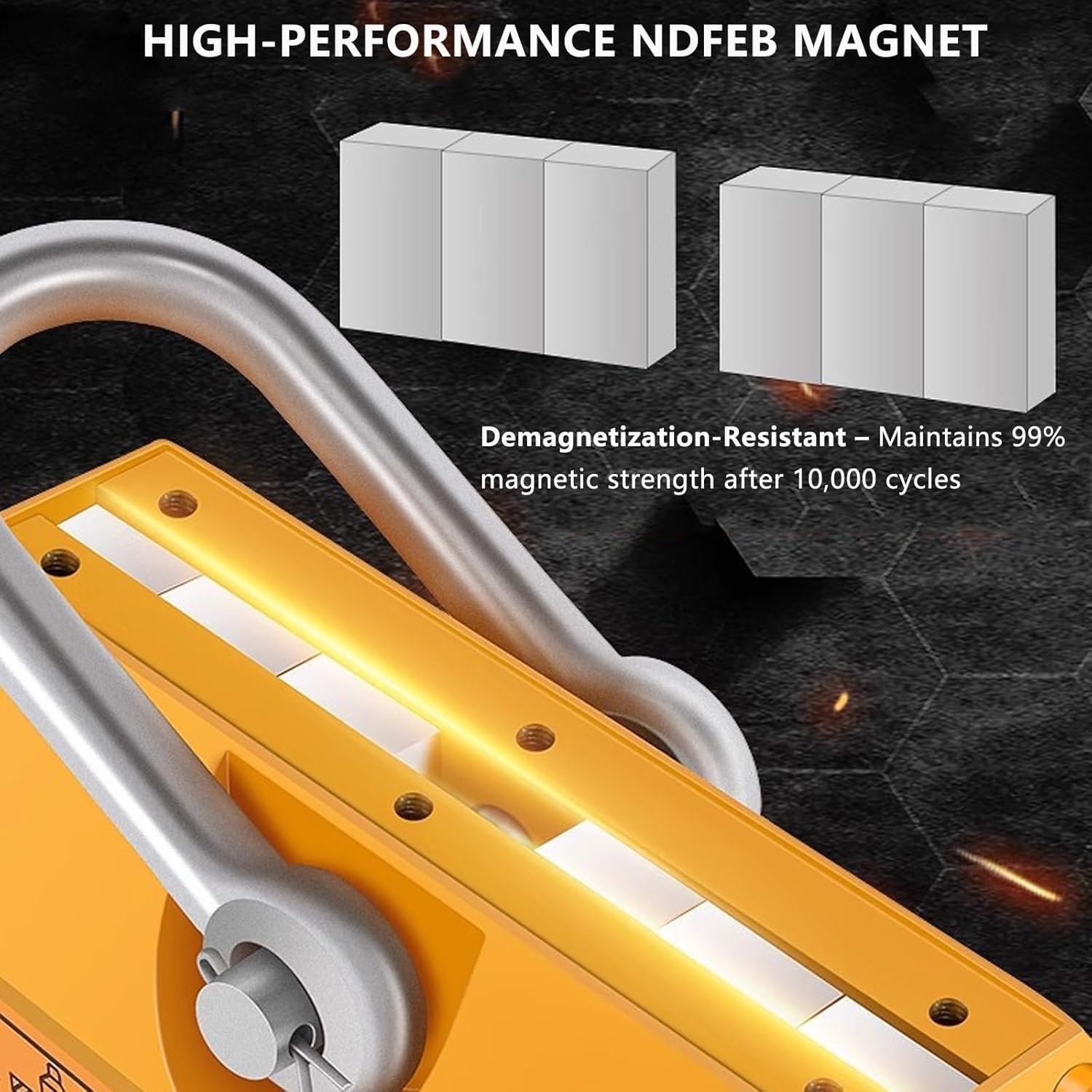 Sollevatore magnetico con sgancio rapido, magnete permanente di sollevamento ad alta forza di trazione per gru pesanti e applicazioni di gru da officina
