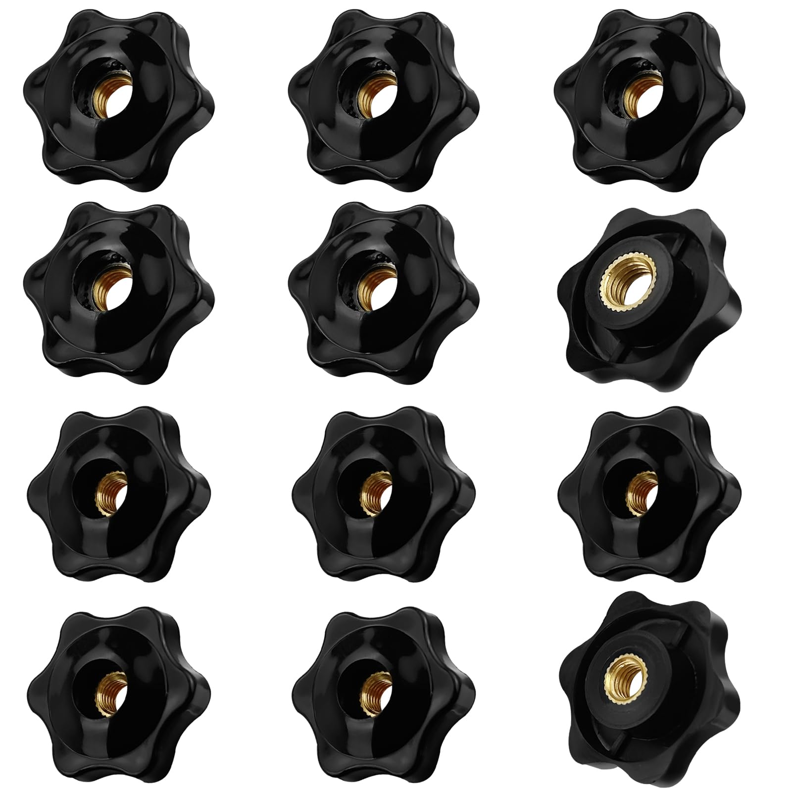 CiShow 12 Pcs Star Shape Head Clamping Nuts, M6 / M8 Handle Knob Grip