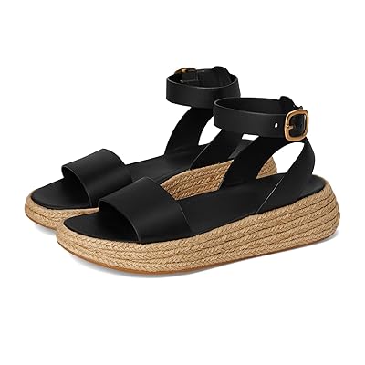 FitFlop F Mode Espadrille Leather Flatform A/Strap Sandals Women