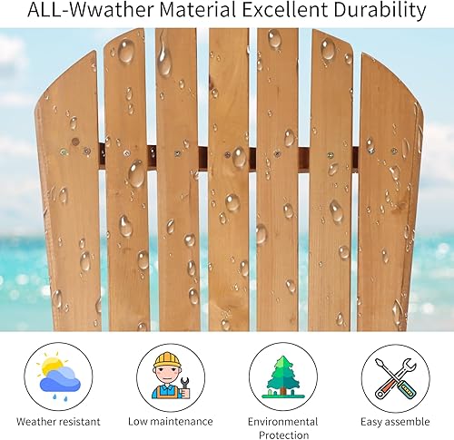 Miniatura 5 de YRLLENSDAN Sillas Adirondack plegables resistentes a la intemperie, para fogatas al aire libre con acabado natural, silla de césped para porche al