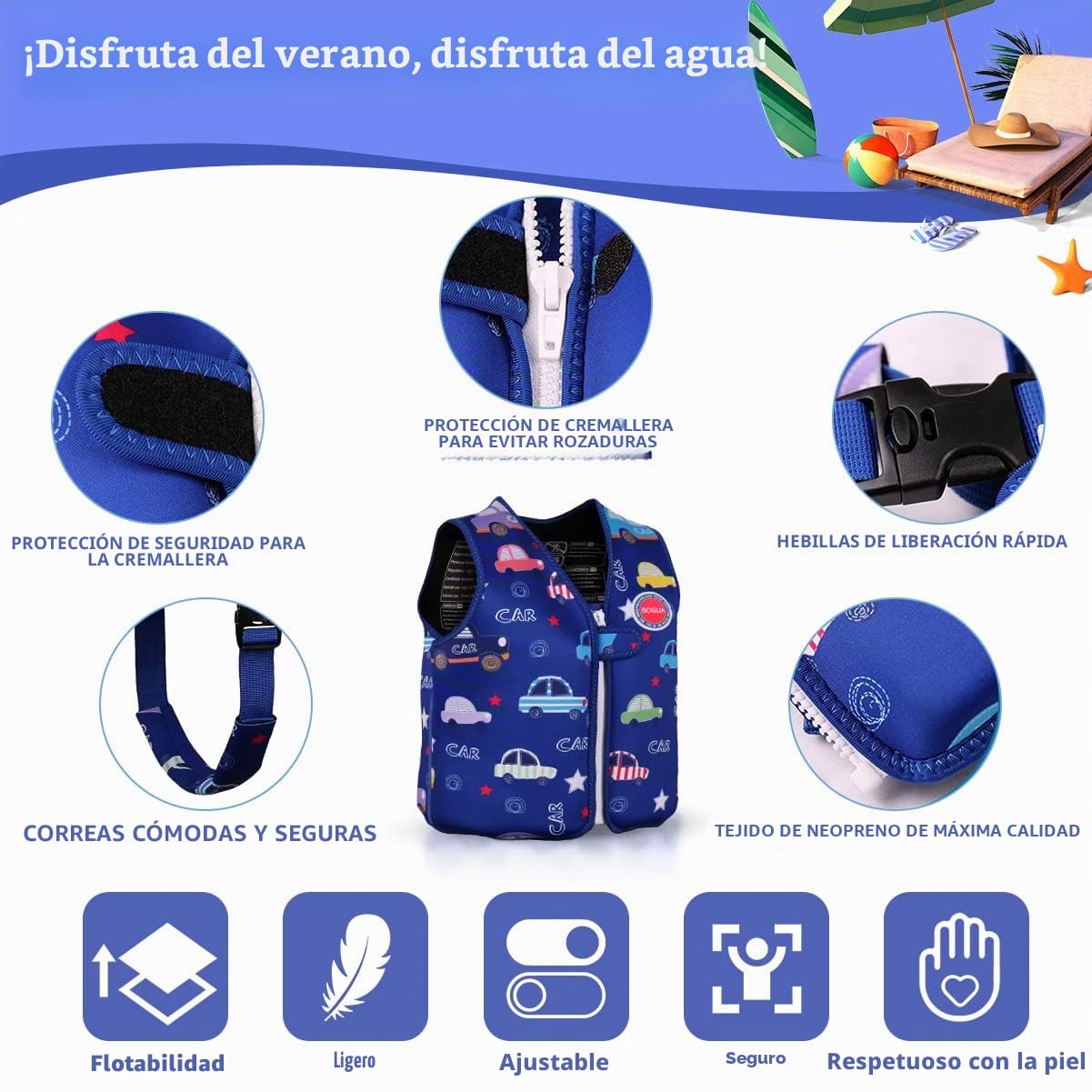 Floaties - Bañador Flotante para niños pequeños, con Ajustable, Unisex