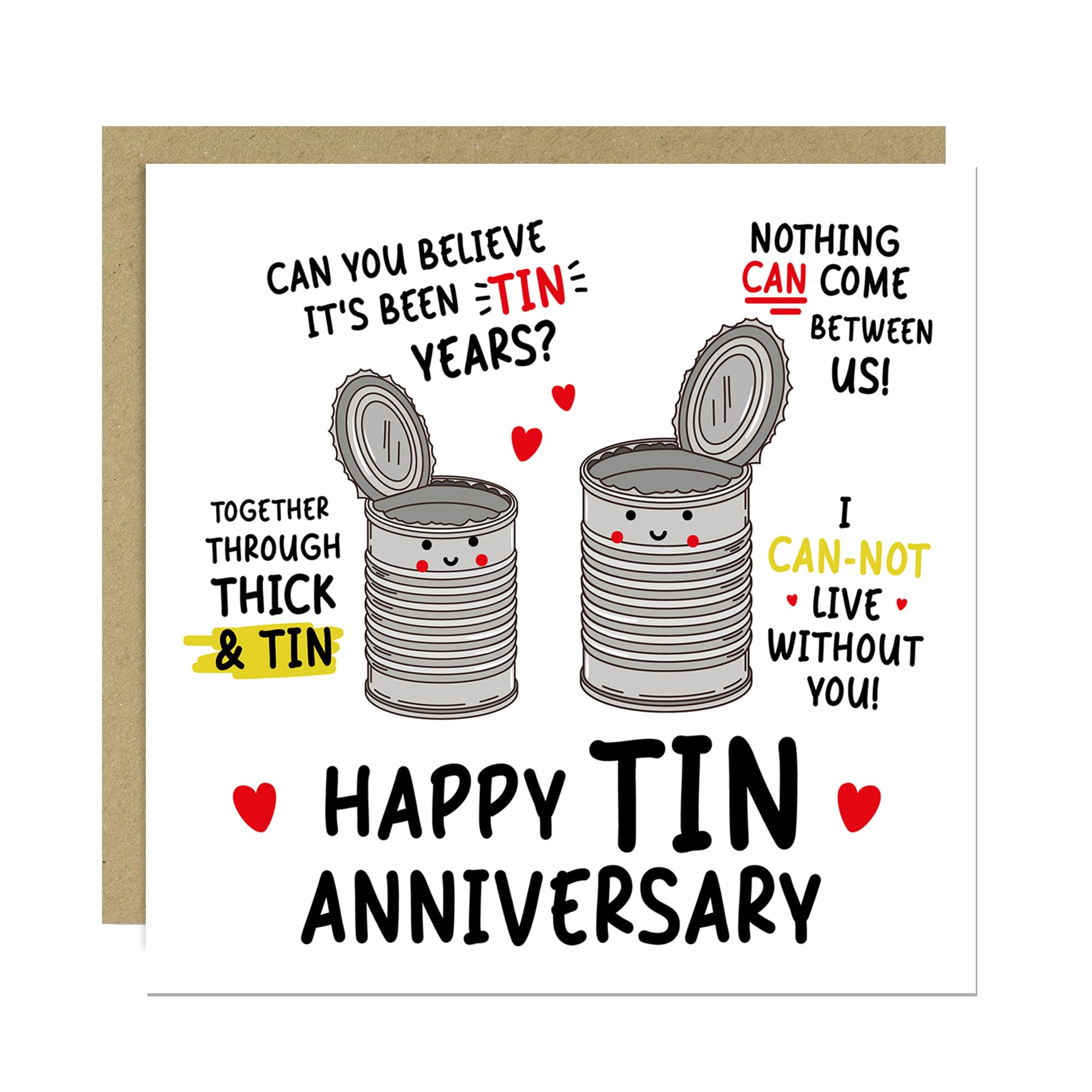 RED OCEAN Funny Tin Anniversary Card For Husband Wife 10th Anniversary Card Tenth Anniversary For Him 10th Anniversary For Her With Envelope
