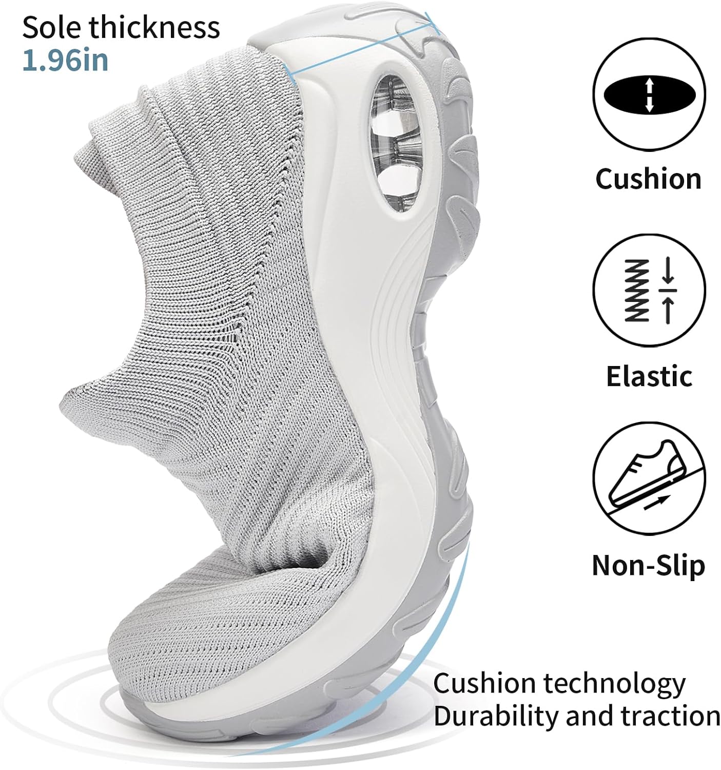 Walking Shoes Women Slip On Sock Sneakers Mesh Non Slip Shoes Air Cushion Platform Loafers - Image 2