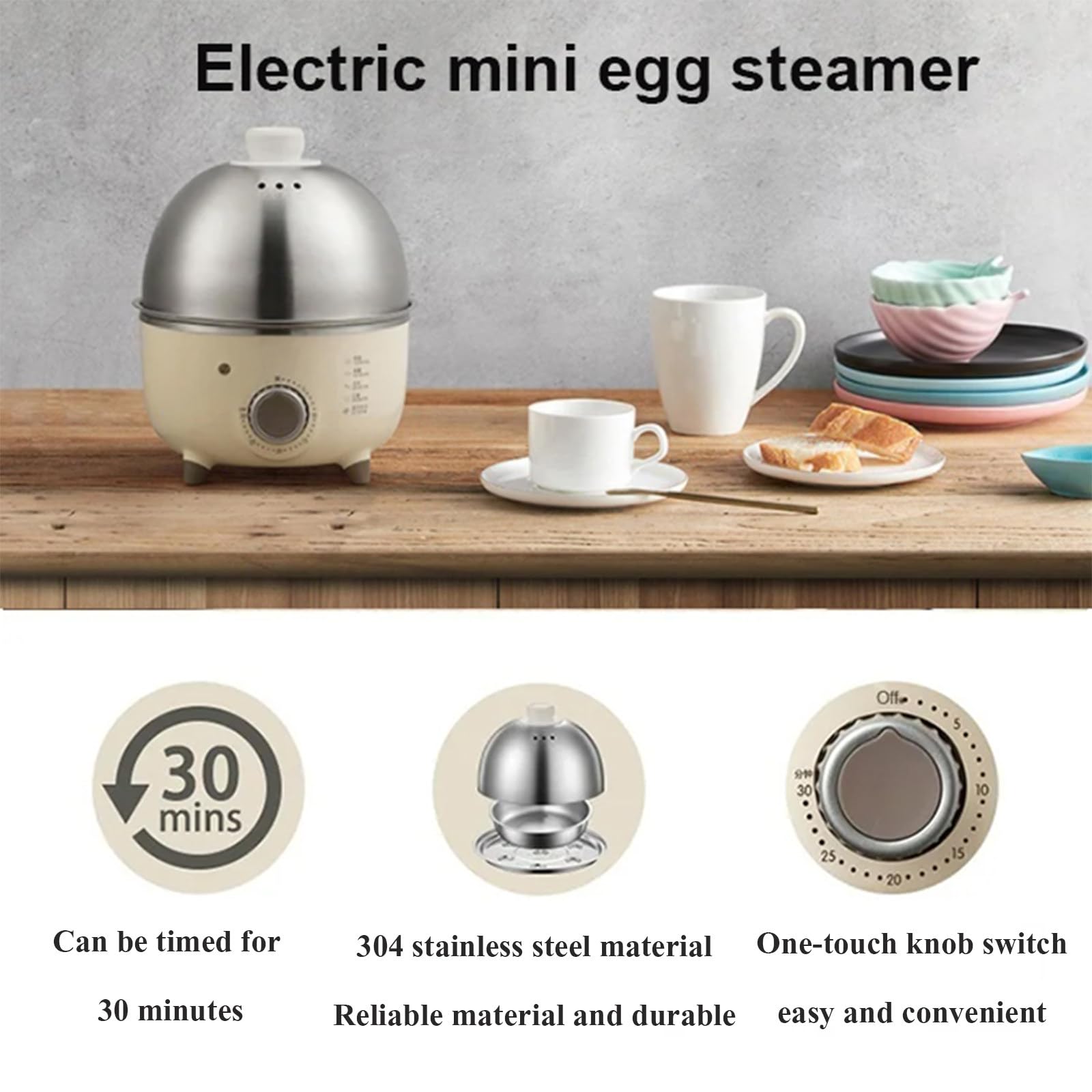 Bollitore elettrico per uova, macchina per la colazione, cottura a vapore automatica con timer, fornello a vapore per crema pasticcera per uova 220 V