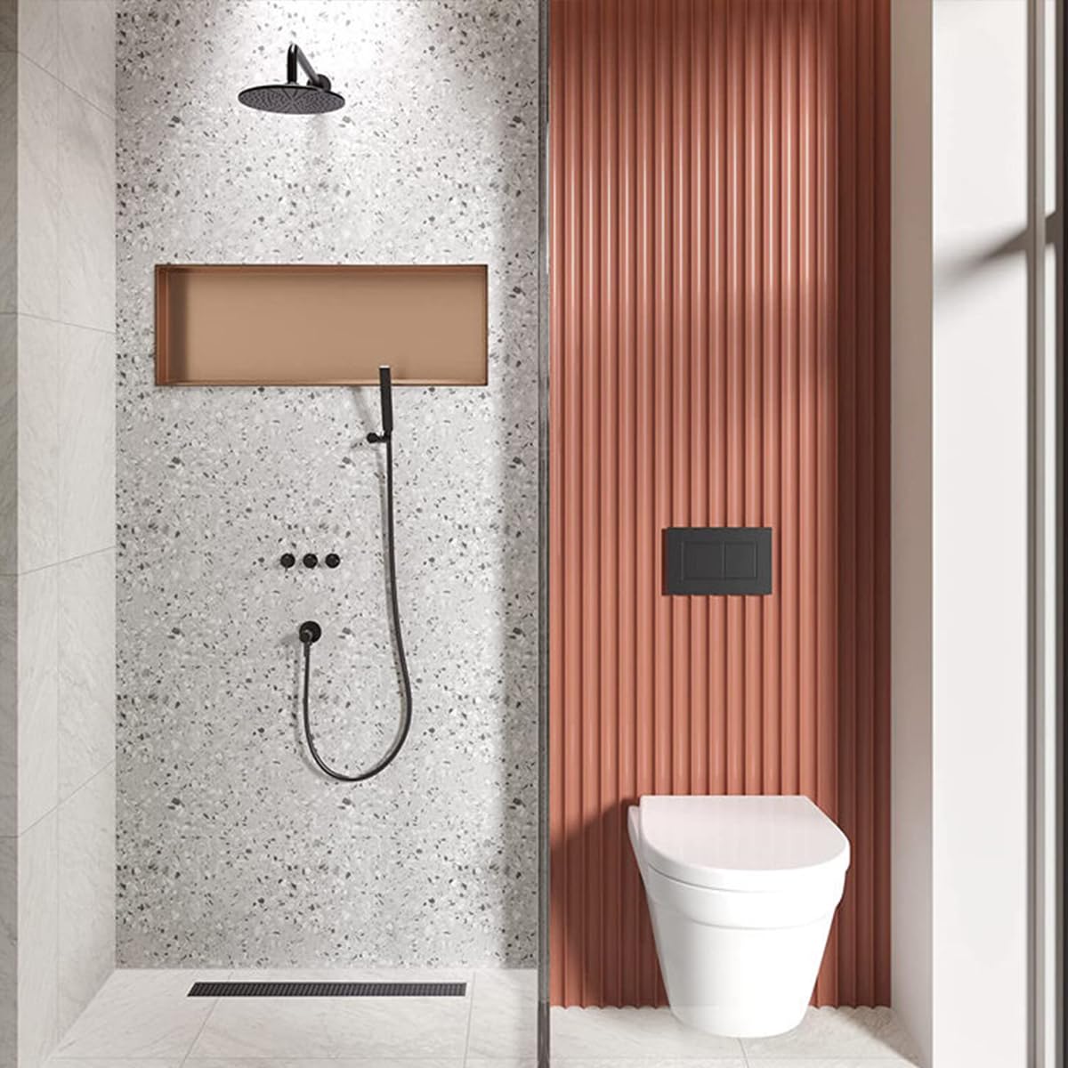 Niche de placard de salle de bain étanche moderne en acier inoxydable 304 pour économiser de l'espace, facile à nettoyer, niche intégrée pour shampooing/articles de toilette, 25,1 x 13,3 i