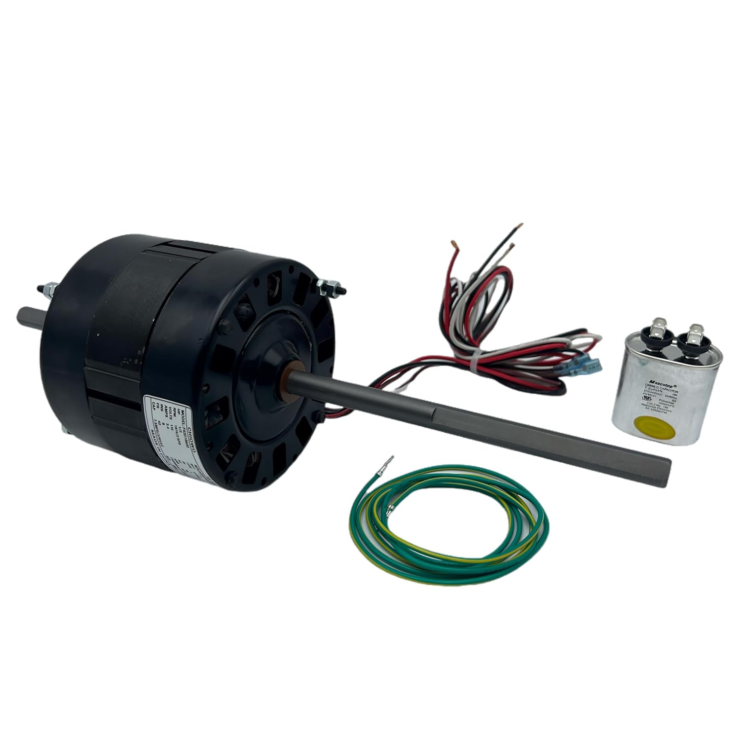 RV Air Conditioner Motor Replaces Fasco D1092 1/3 HP, 115 V, 1675 RPM, 2 Speed, 3.4 A, Double Shaft, Compatible with Coleman Mach 1468-3069, 1468-306, 7184-0432, 7184-0156, 7855MVA-A11U