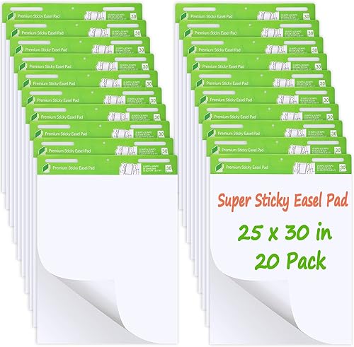 Miniatura 9 de ReliThick 20 blocs de caballete adhesivo de alta calidad, 25 x 30 pulgadas, blanco, 30 hojasbloc, papel de tabla de anclaje para profesores, papel