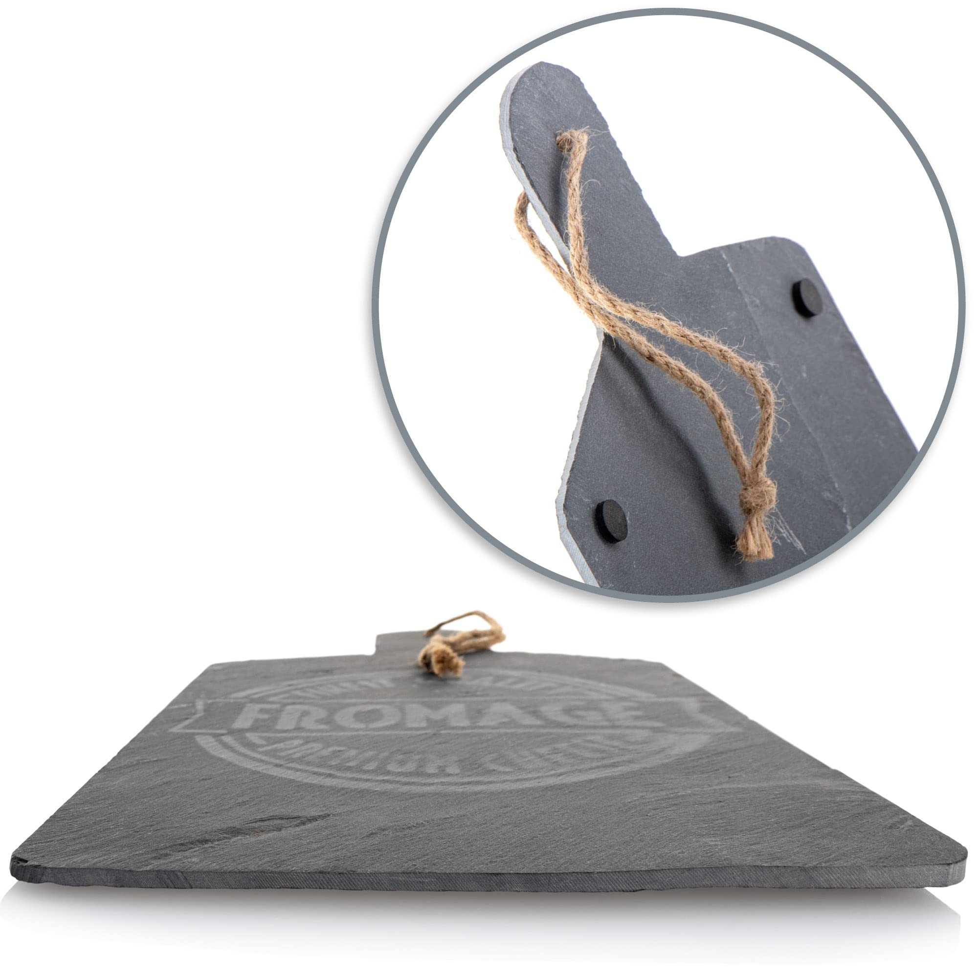 com-four® Bellissimo tagliere in ardesia per gli amanti del formaggio, piatto di ardesia, 36 x 21 cm (antracite)
