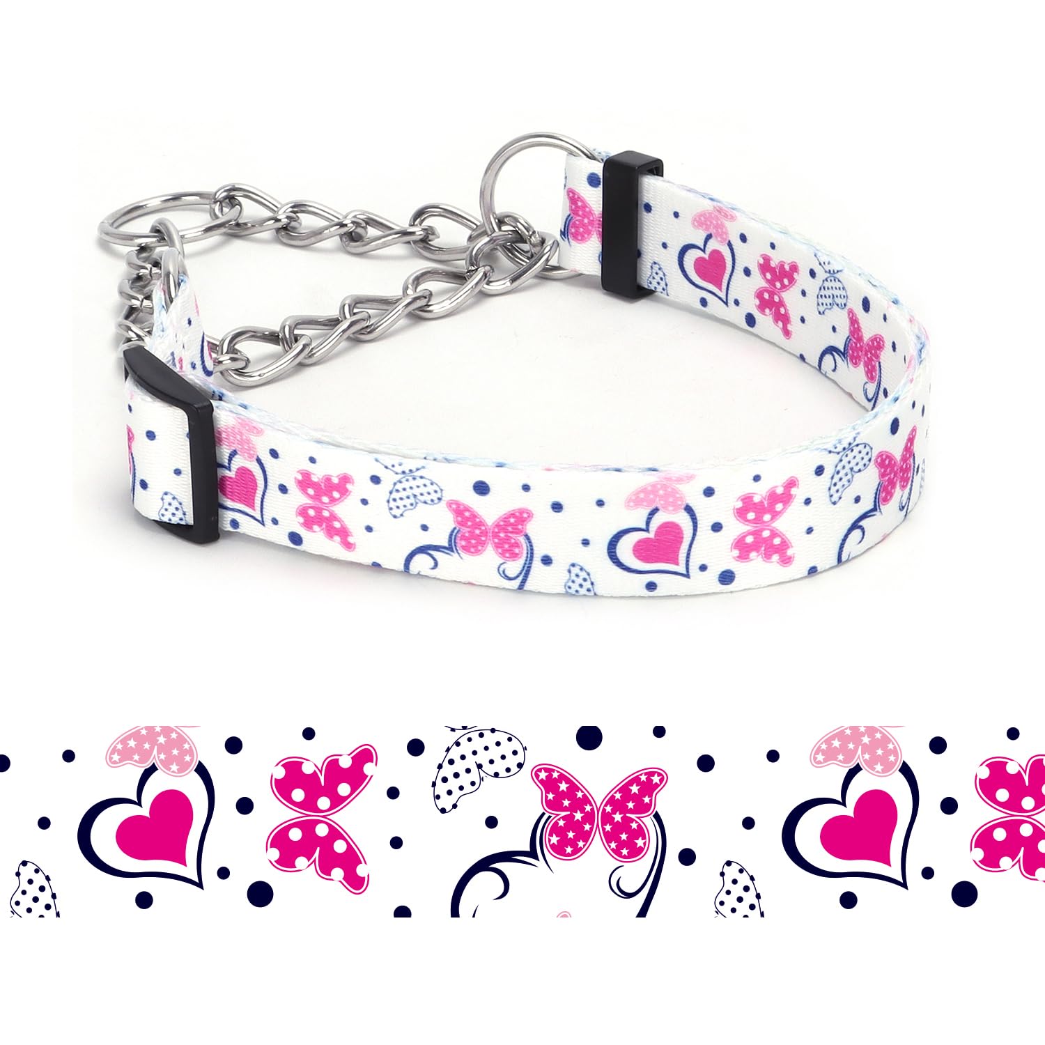 haoyueer Martingale Dog Collar - Stainless Steel Chain, No Pull Training Collar with Flower Design for Large Medium Small Dogs (A12NO13, S)