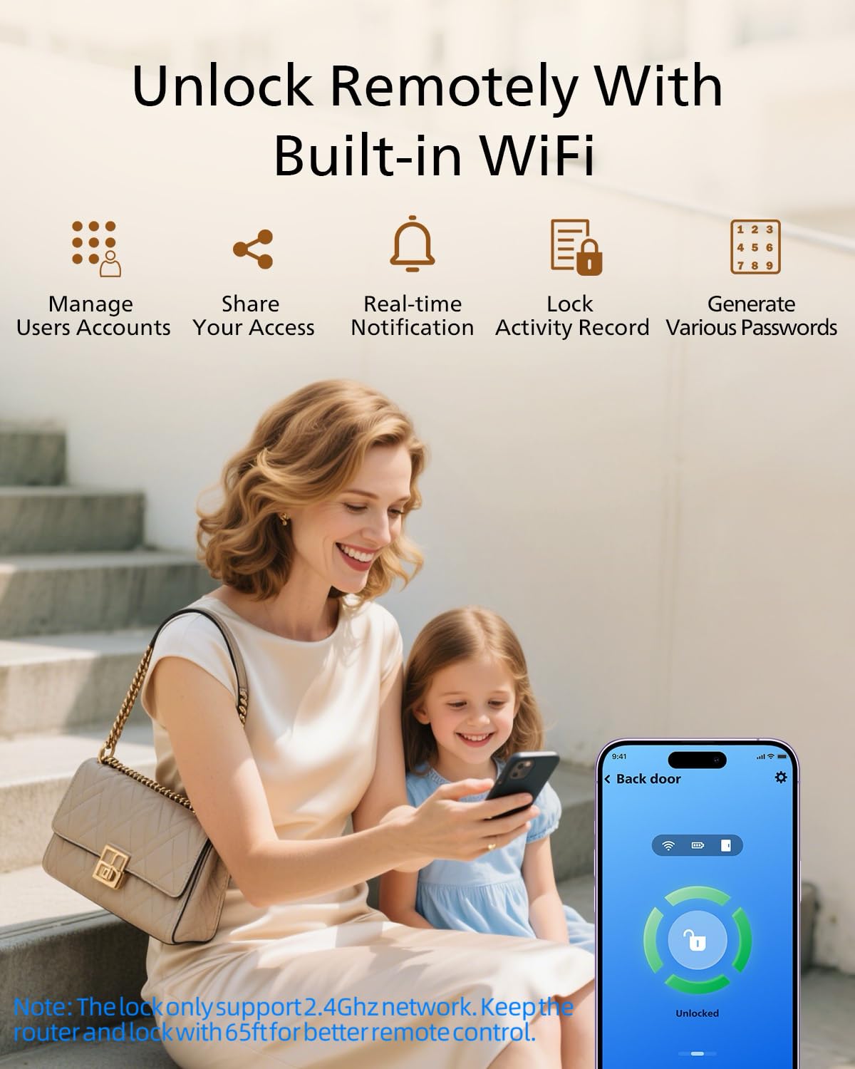 Philips Wi-Fi Door Lock, WiFi Smart Lock Keyless Entry Deadbolt for Front Door, Compatible with Alexa & Google Assistant, Remote Control, Built-in WiFi, APP Fingerprint Passcode Unlock, Auto Locking