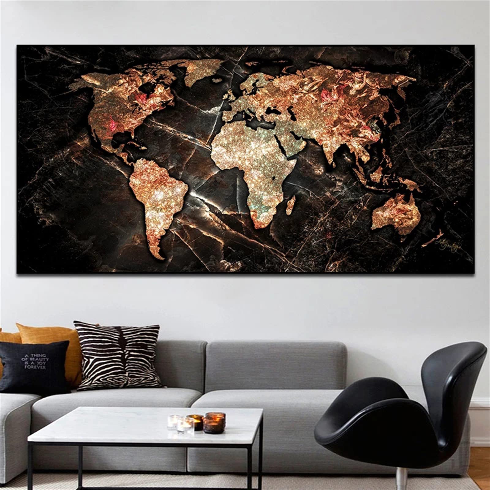 Abstract World Map Diamond Painting Kits,5D DIY Diamond Painting Kits for Adults,Full Drill Crystal Rhinestone Embroidery Diamond Art Diamonds Gem Diamond Dot Crafts for Home Decor Round Drill 32x64in