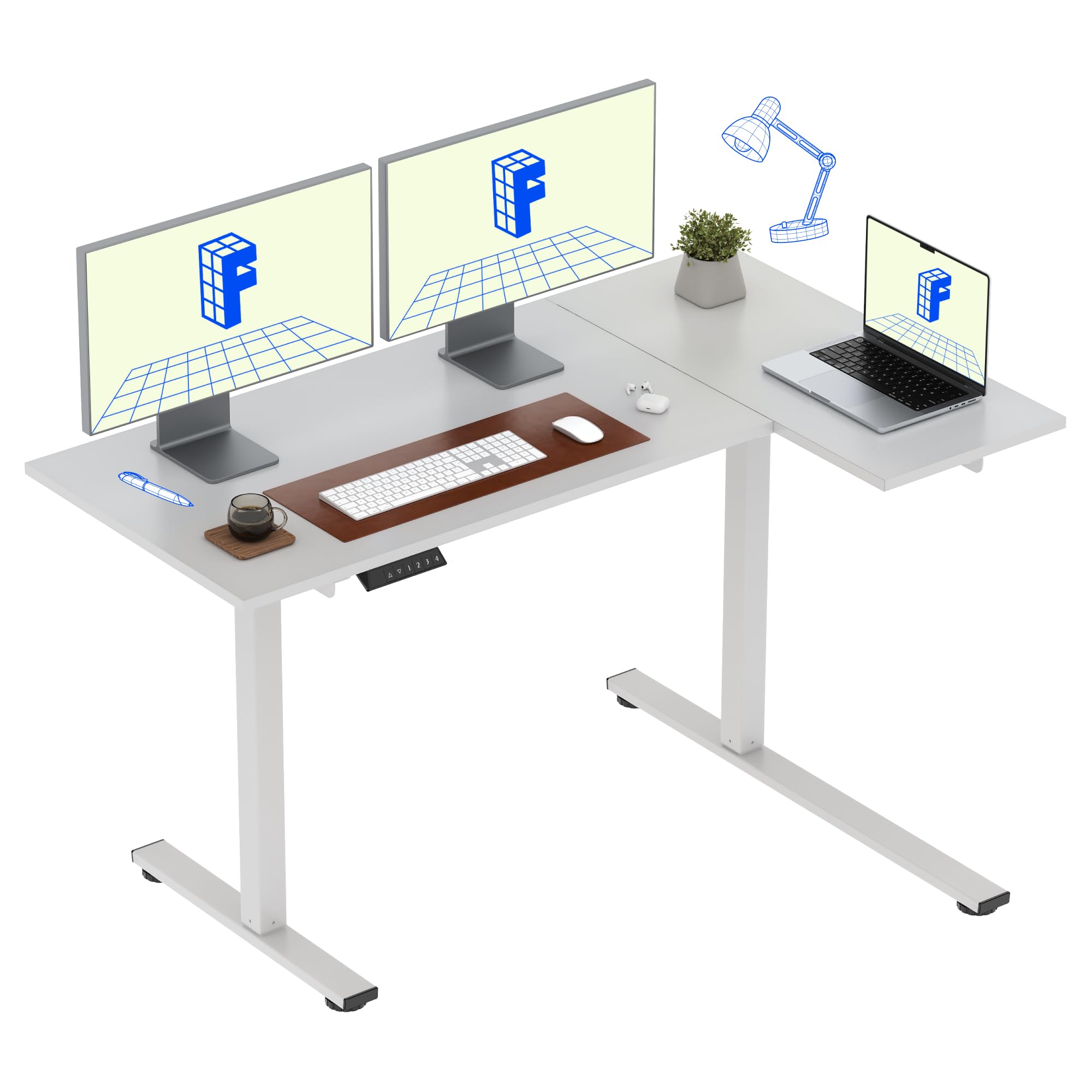 Amazon | FLEXISPOT 昇降式デスク 電動 EF1 L字デスク パソコンデスク