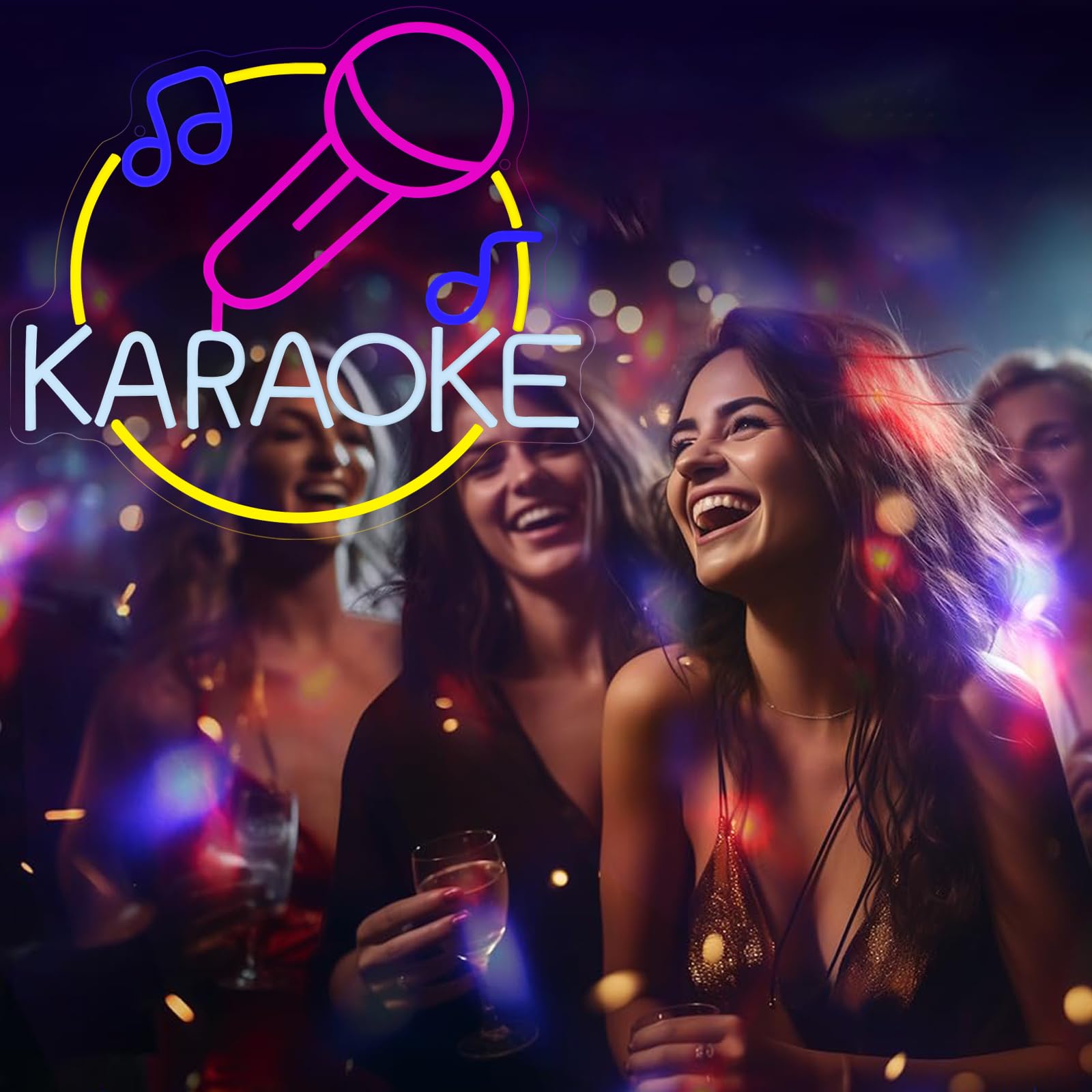 Insegne al neon per karaoke, decorazione da parete, insegna al neon a LED per uomo, grotta, sala giochi, musica, bar, pub, karaoke, feste, regali di compleanno (5 V, 34,1 x 38 cm)