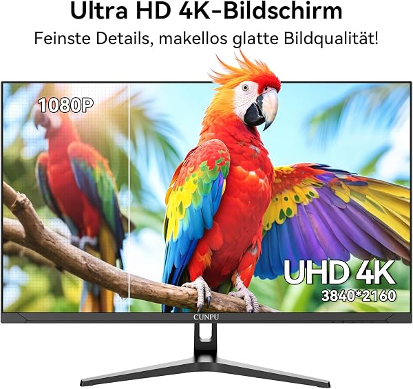 CUNPU 4K Monitor 32 Zoll, 1,07 Mrd. Farben, Augenschonend 100% sRGB, Sync, UHD 3840 x 2160, VESA(75X75mm) Flacher Bildschirm, HDR10, HDMI/DP, Für professionelles Arbeiten, Design & Content - 5