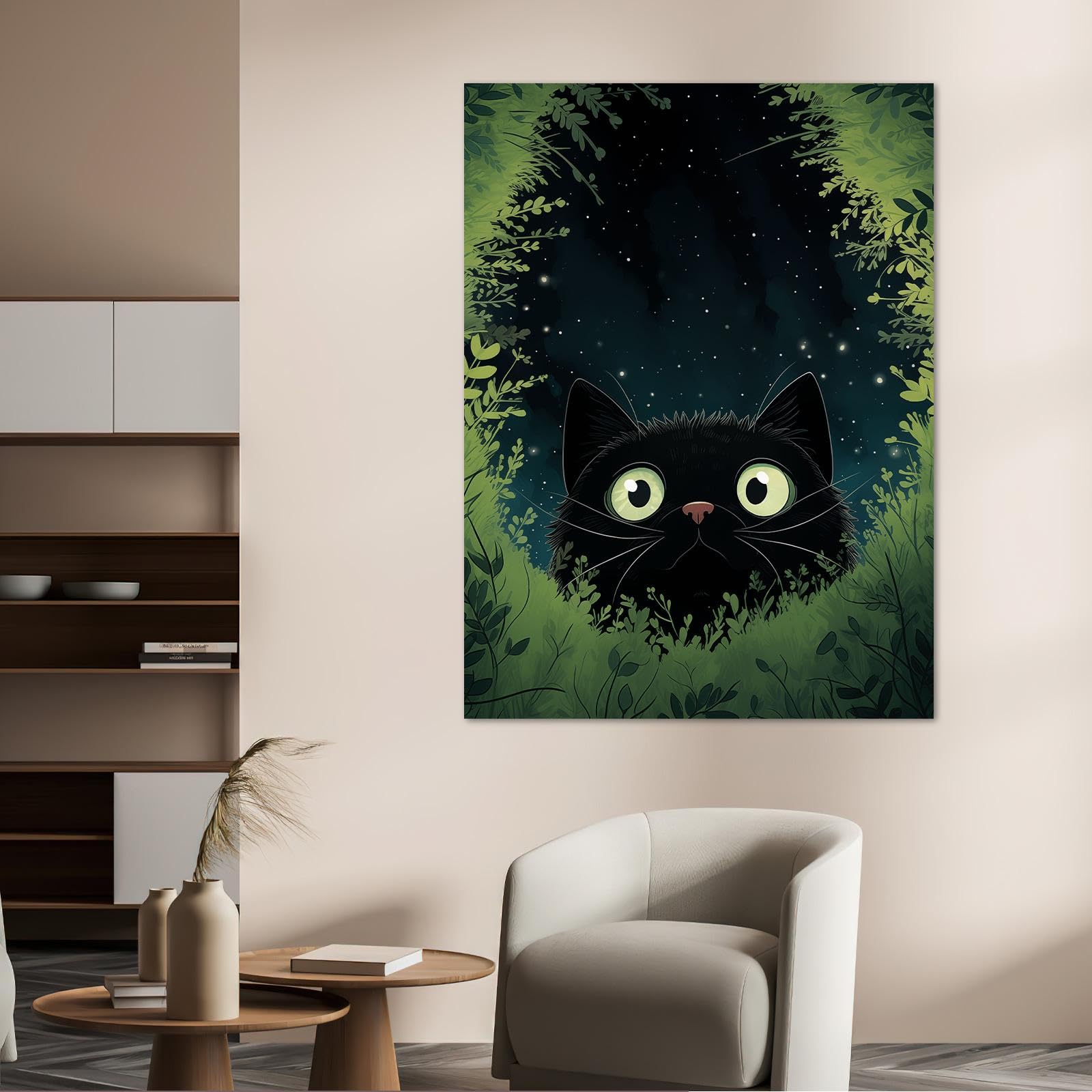 Stampe Da Parete LANCHI95 Con Gatto Nero, 9 Poster 20x25 Cm, Arte Vintage Senza Cornice