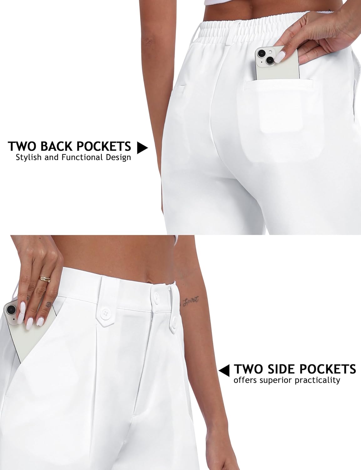 MoFiz Dress Shorts for Women Business Casual Summer Pleated Tailored Elastic Waist Work Office Trouser Shorts with Pockets - Image 4