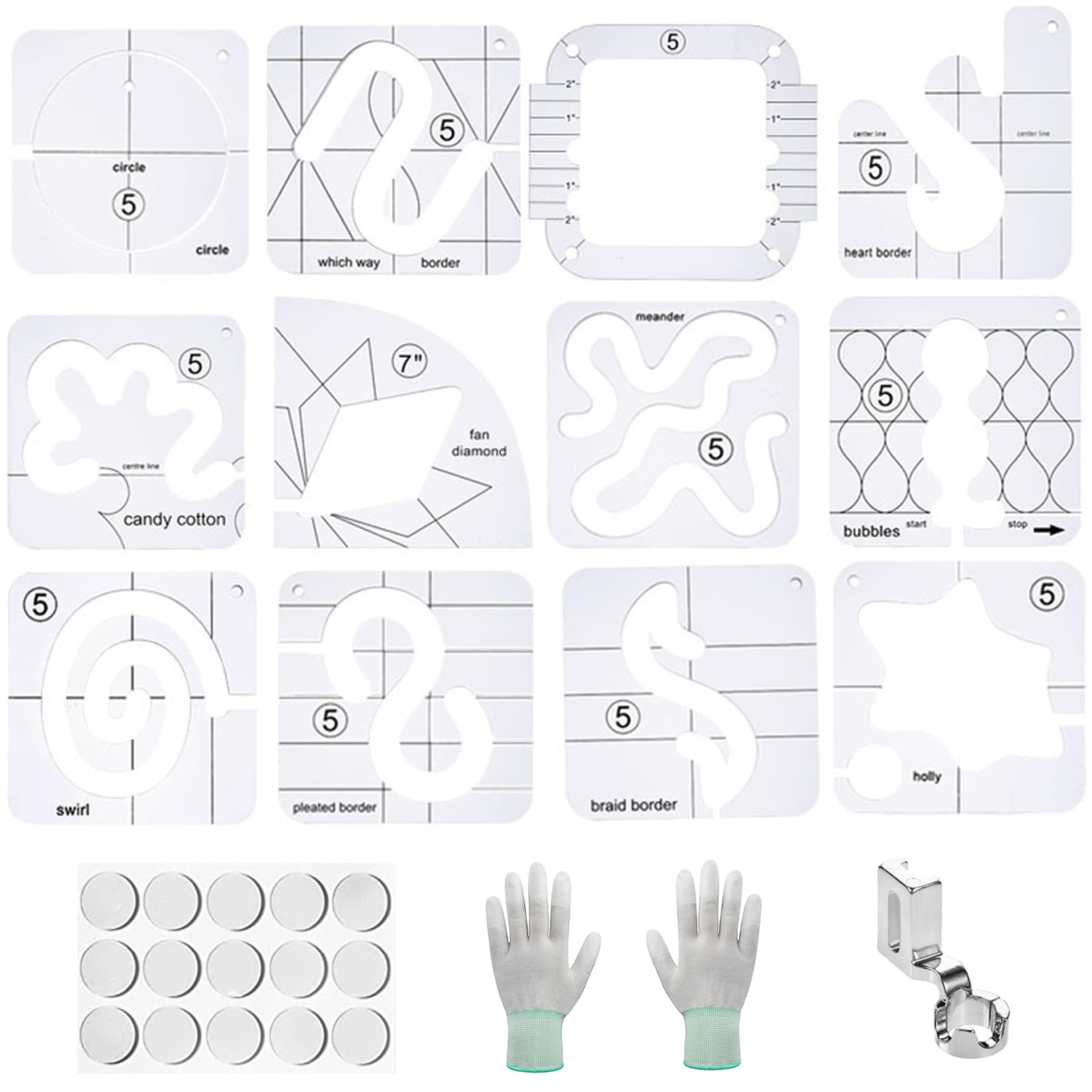 Règles de courtepointe 15pcs en acrylique transparent pour patchwork - 8