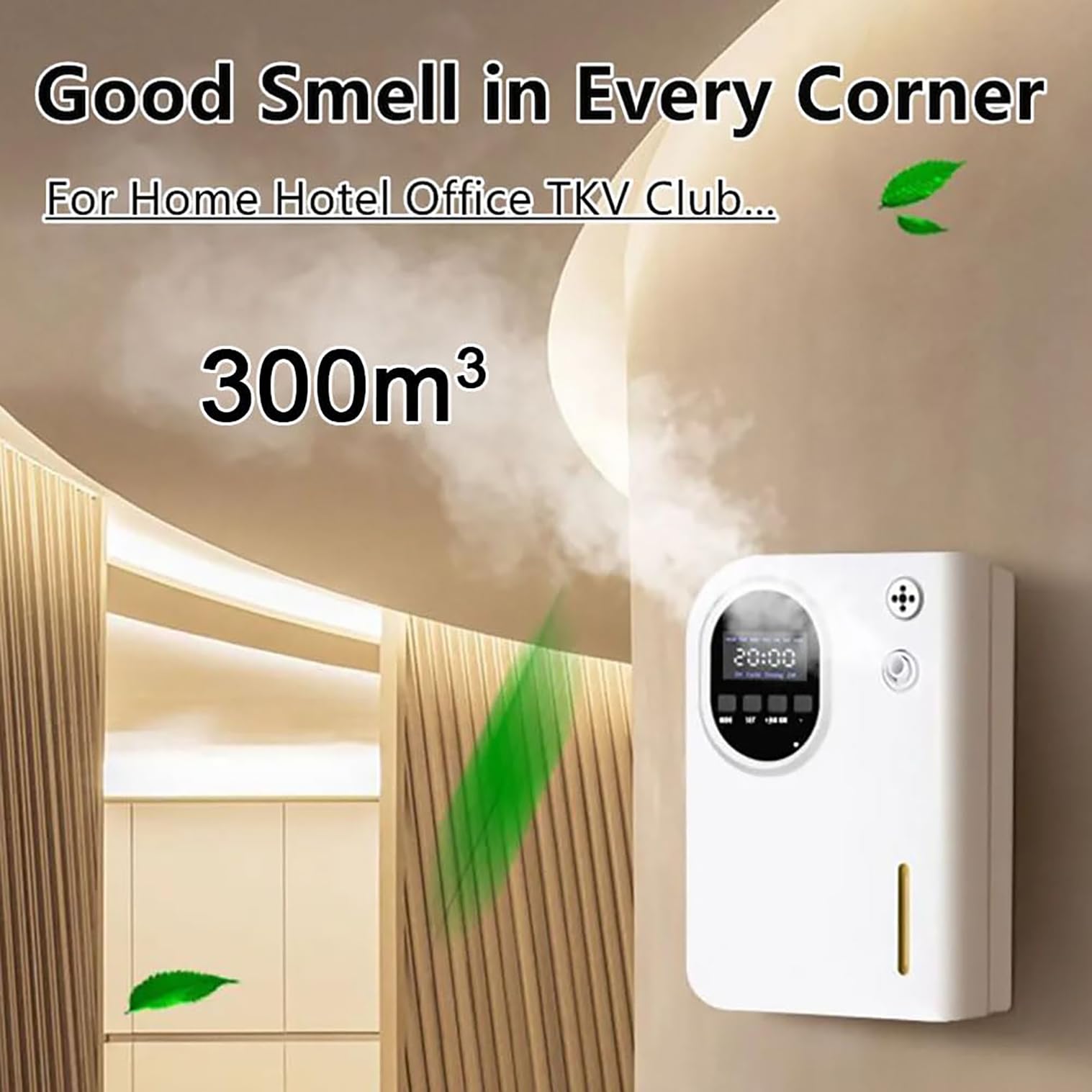 Difusor de aroma inteligente con pantalla LCD y ventilador integrado para el hogar, hotel y espacios de oficina