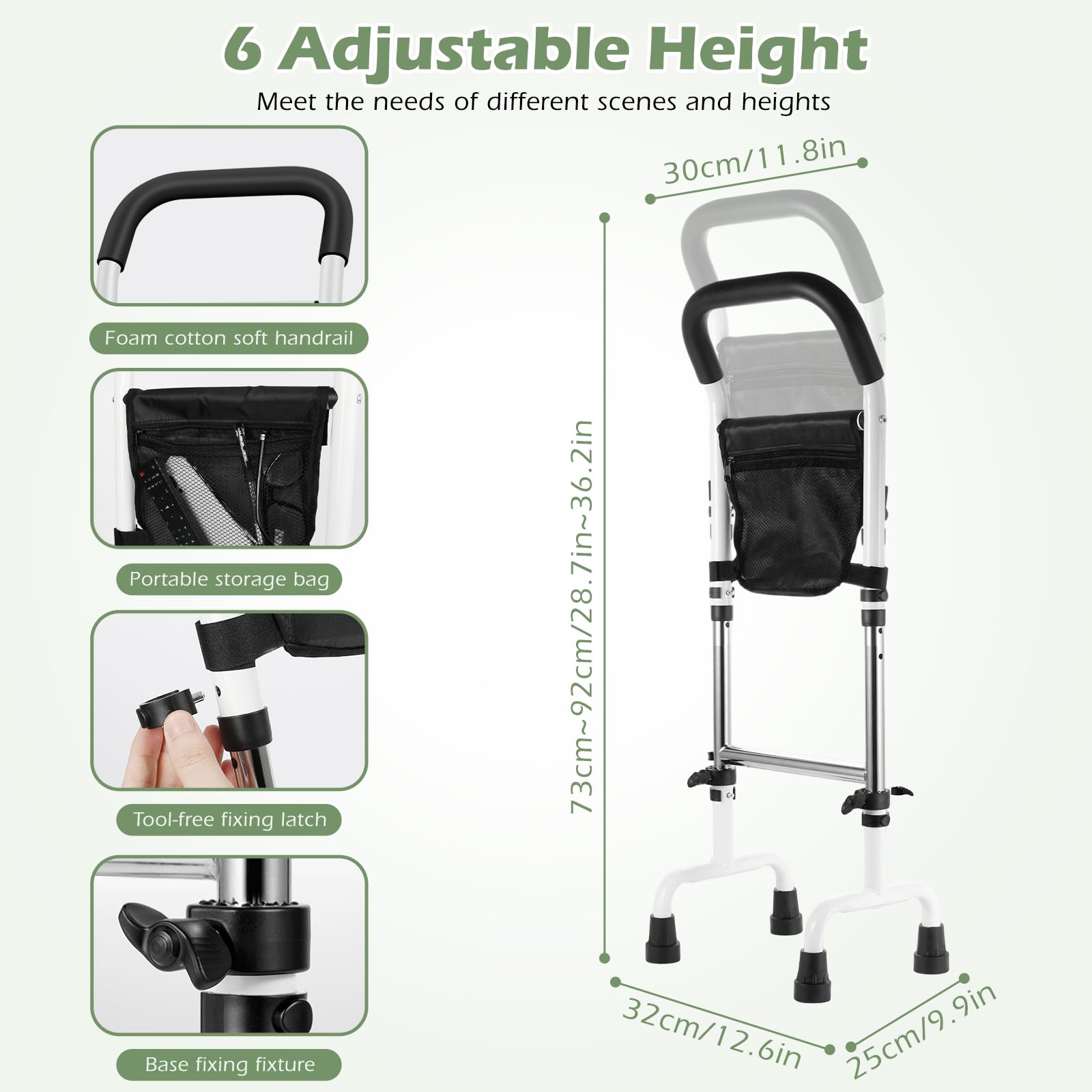Ayuda para Levantarse para Personas Mayores, Ayuda para Levantarse de la Cama, Ayudante Móvil Ajustable para Levantarse, Clip de Fijación de Base Mejorado, Ayuda de Pie para Cama, WC, Sofá