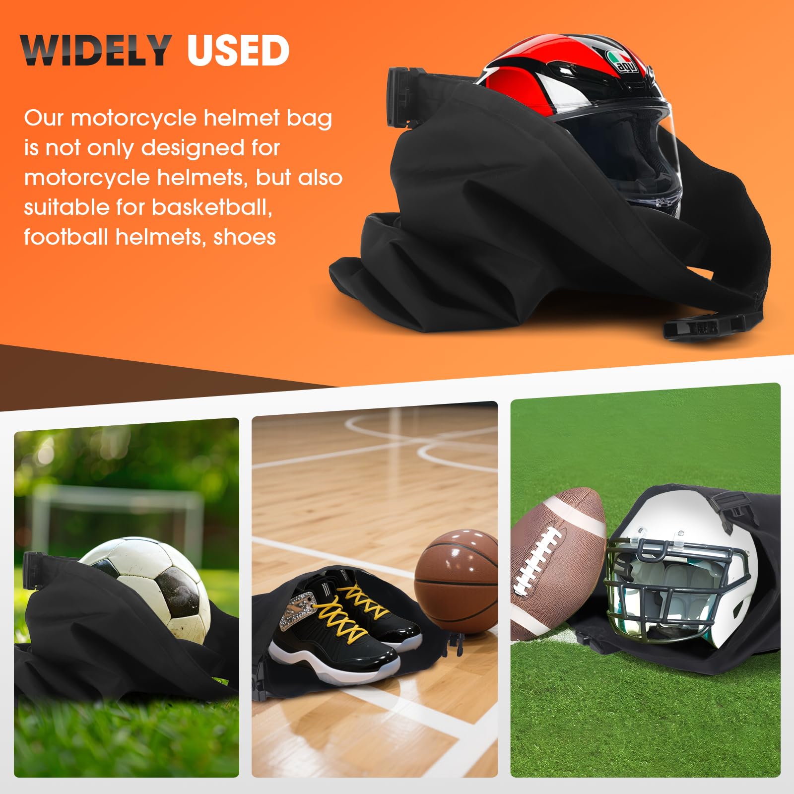 Borsa da Porta casco Moto con lucchetto a combinazione, 30 L Grande Borsa per Casco da Bici per Ciclismo Casco Moto Caschi da Sci Basket Fitness Attività all'Aperto, Impermeabile Sacca Porta Casco