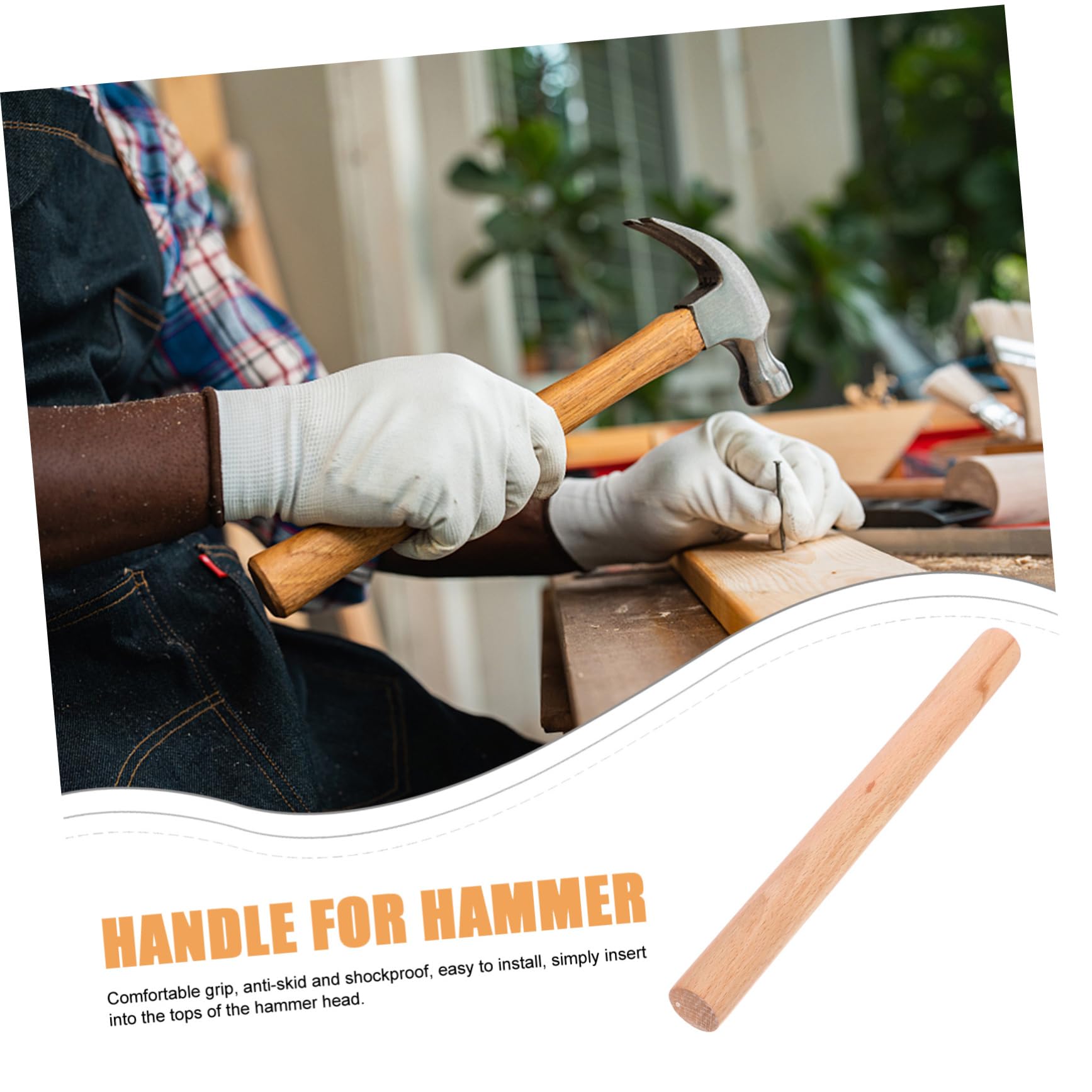 NULYLU Replacement Hammer Handle Ball Peen Hammer Wooden Handle Anti-skid Octagon for Claw Wood