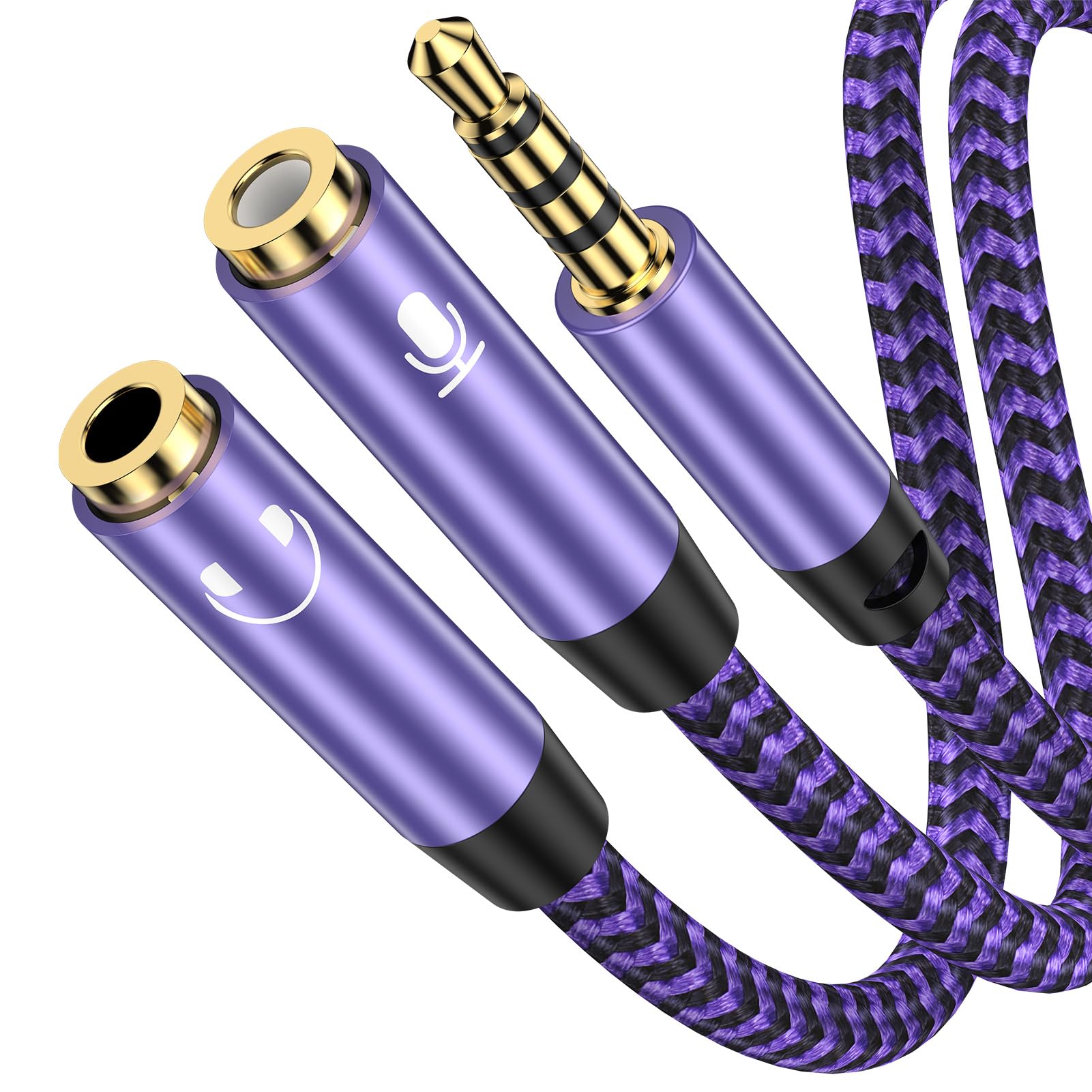 Headphone Splitter Cable 3.5mm Male to 3.5mm Female Headphone & 3.5 mm Microphone Jack Adapter Audio Stereo Y Splitters Adapter HiFi Sound Aux