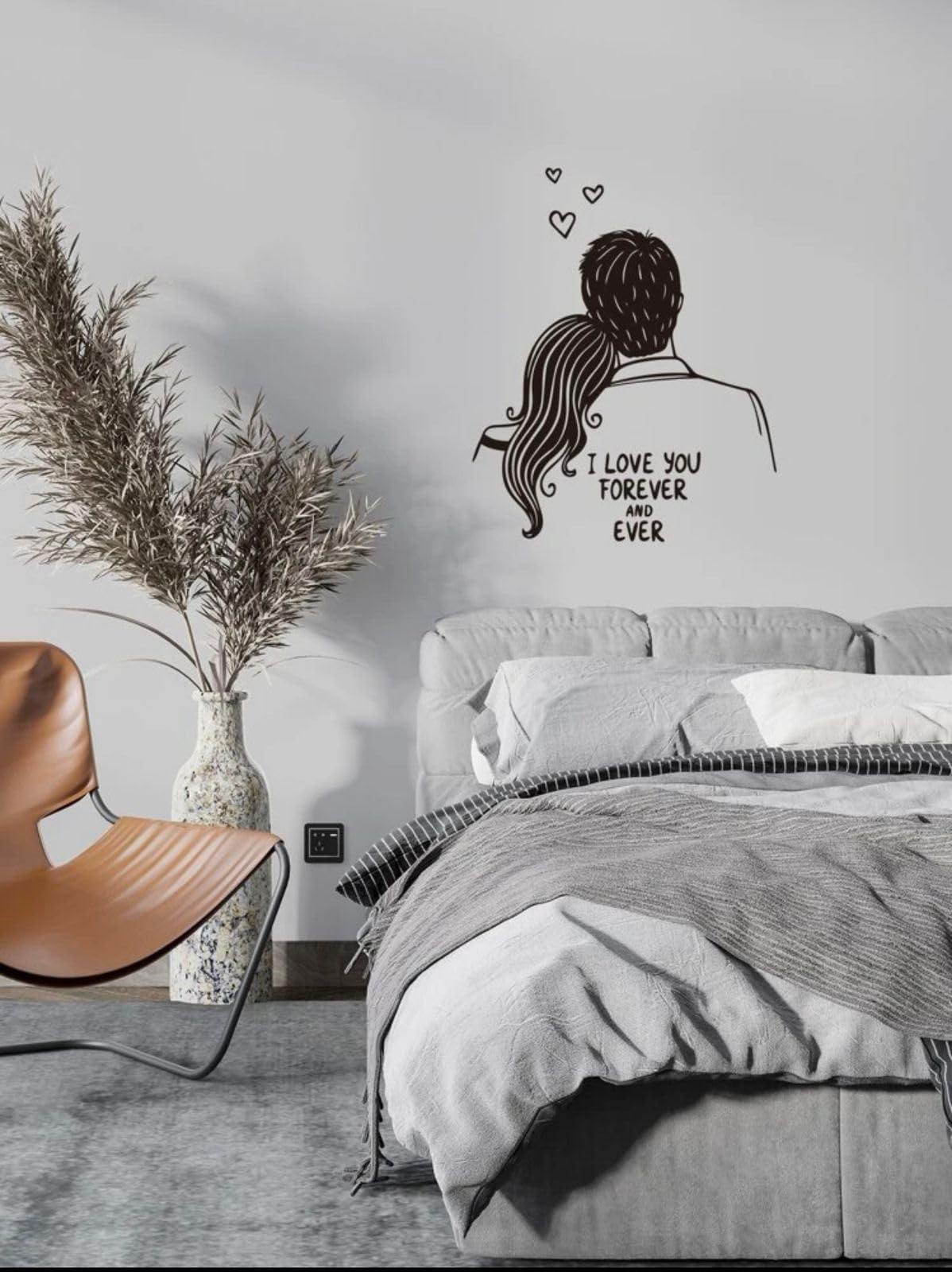 Couple slogan graphic wall sticker, waterproof wall art, Wall stickers Art decal removavle pvc wall stickers, Wall Decals with Adhesive wall sticker for Living Room and Bedroom , Love sticker (43*42)