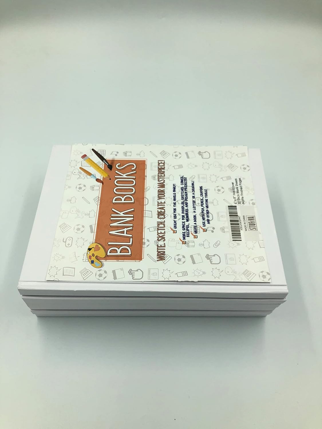 Stufiva 6 Pack White Hardcover Blank Book 6x8 inches Unlined Journals for Students, Story Writing for Kids and Adults 22 (Sheets/44 Pages)