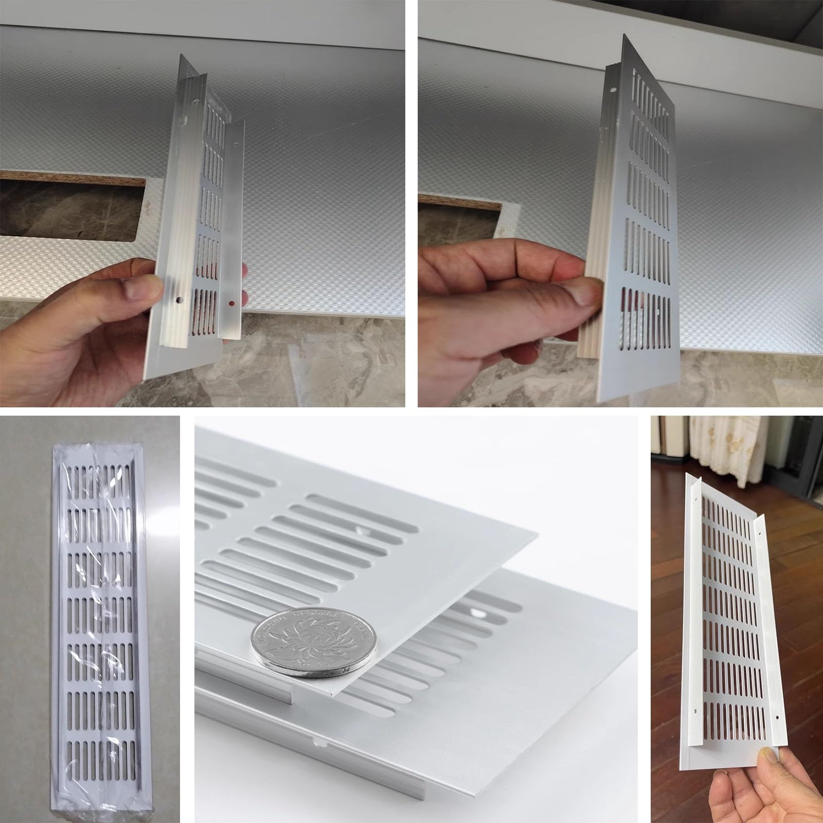 Esta Rejilla metálica Rectangular de aleación de Aluminio para ventilación (138 x 570 mm y 88 x 220 mm) con Acabado Negro hogar y la Oficina.