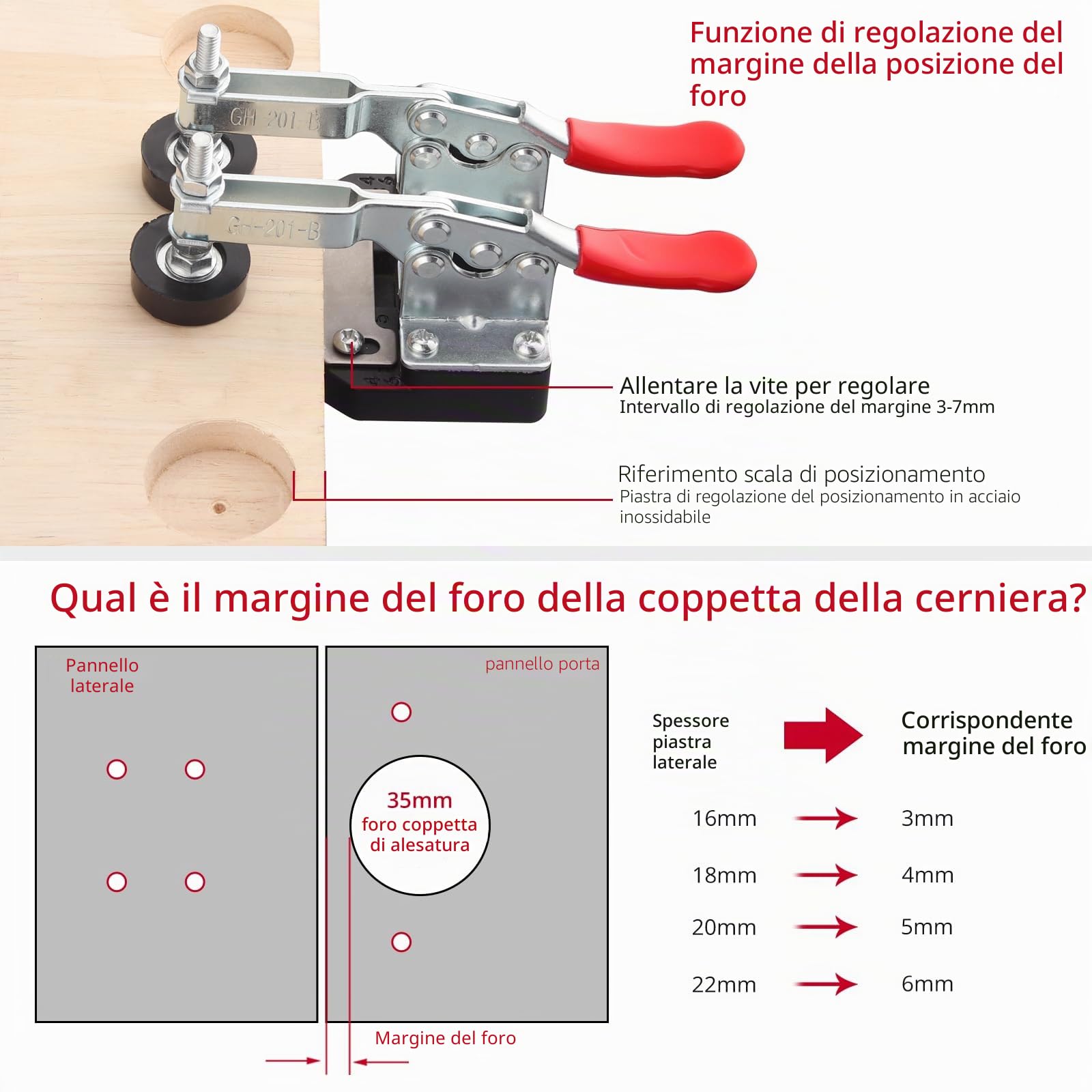 XUNTOP Dima di Foratura Cerniera 35mm Doppia Clip Fissa Più Stabile Dima per Cerniere Nascosta Materiale in Lega di Alluminio per Forare Cerniere Nascoste e Serrature Lavorazione del Legno Fai da Te