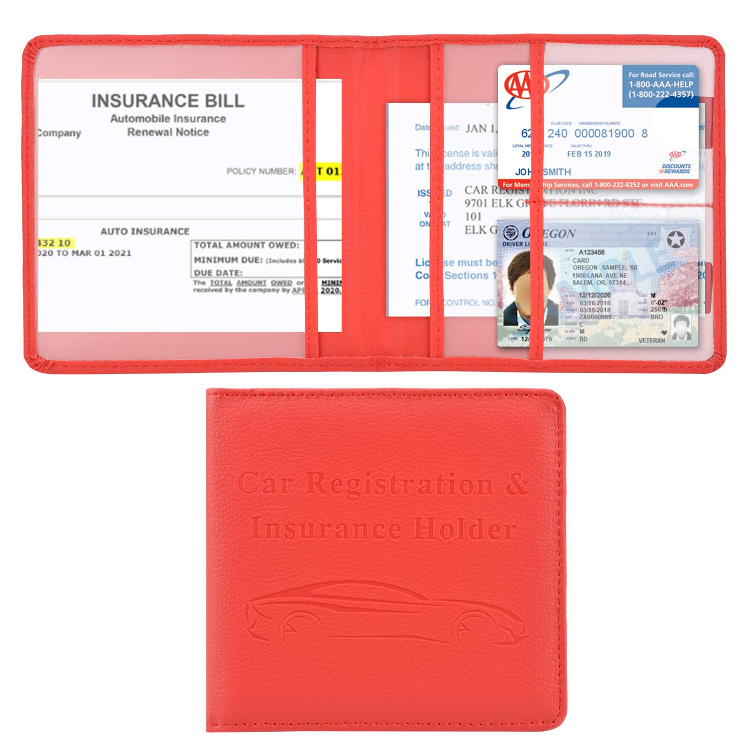 Cacturism Car Registration and Insurance Holder, Vehicle Glove Box Car Organizer Men Women Wallet Accessories Case for Cards, Essential Document,