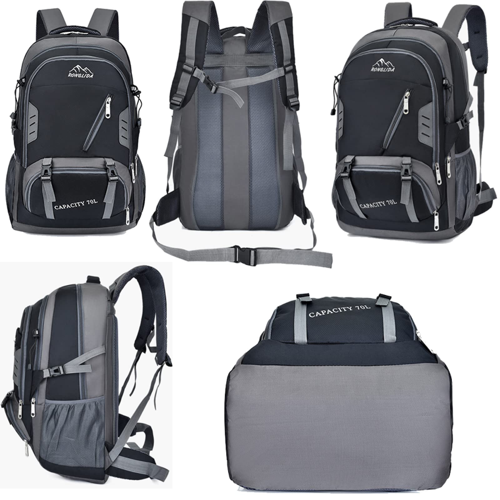 Zaino da viaggio unisex 70L Zaino da viaggio sportivo Borsa da viaggio all'aperto Escursionismo Zaino in nylon Alpinismo Zaino da campeggio