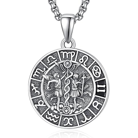 Zodiac Necklace for Men - 925 Sterling Silver/14K Gold/Black Horoscope Constellatio...