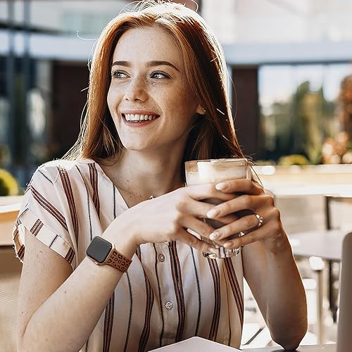 Miniatura 4 de CreateGreat Correas de dos tonos grabadas de leopardo compatibles con Apple Watch Band de 1.61, 1.57, 1.49, 1.77, 1.73 y 1.65 pulgadas para mujer,