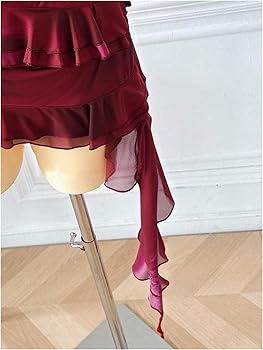 burgundy y2k satin asymmetrical sleeveless mini dress Madeleine Velvet Mini Dress: Red Mini Dress for Cocktail Party main image 1