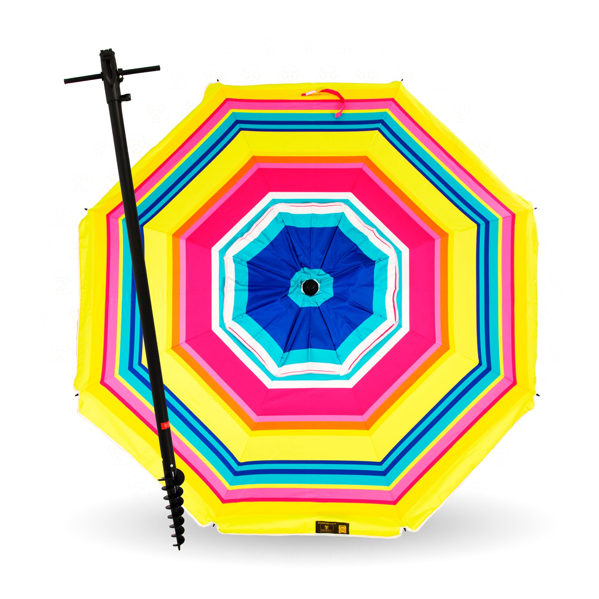 Parasol de plage modèle 200 cm avec spirale et poteau de parcours total. 8 baleines protection totale contre les rayons UV
