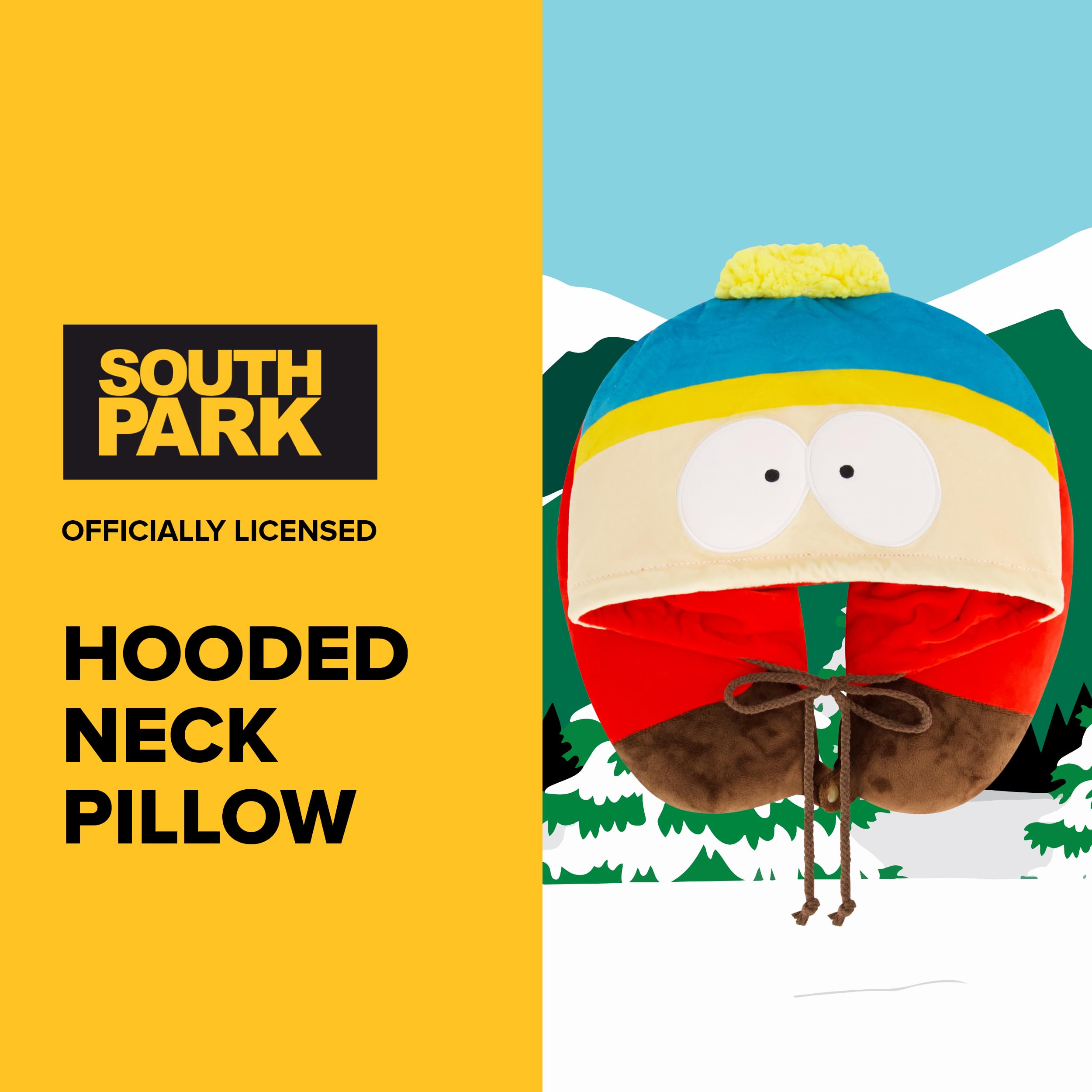 South Park Hooded Neck Pillow, Eric Cartman Memory Foam Travel Accessories for Airplane, Car, and Office, Comfortable and Breathable, Red