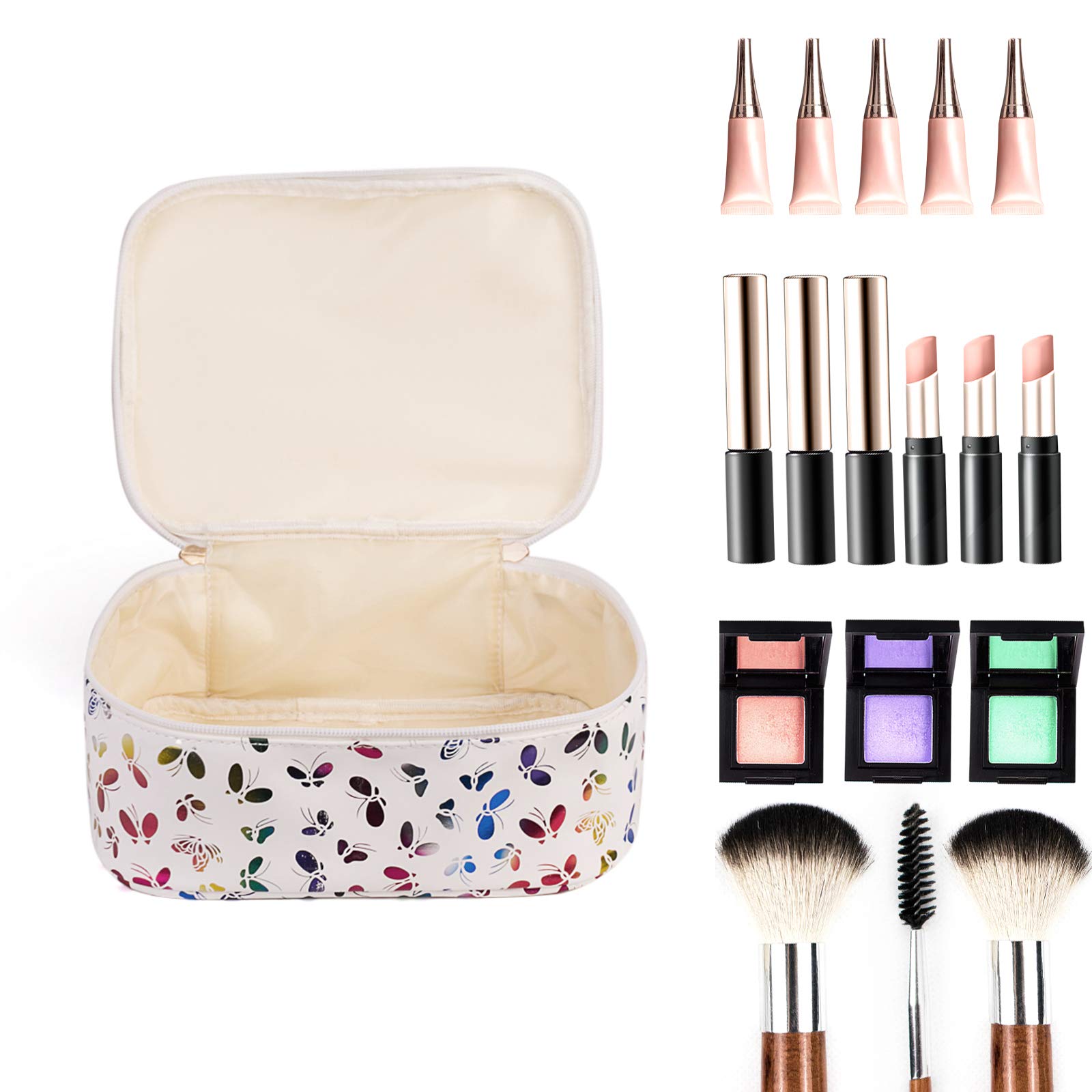 WONSAMAM 3 Pack Butterfly Makeup Bag Organizer Travel Cosmetic Bags Small Large Make Up Pouch for Women Beauty Cute Purse