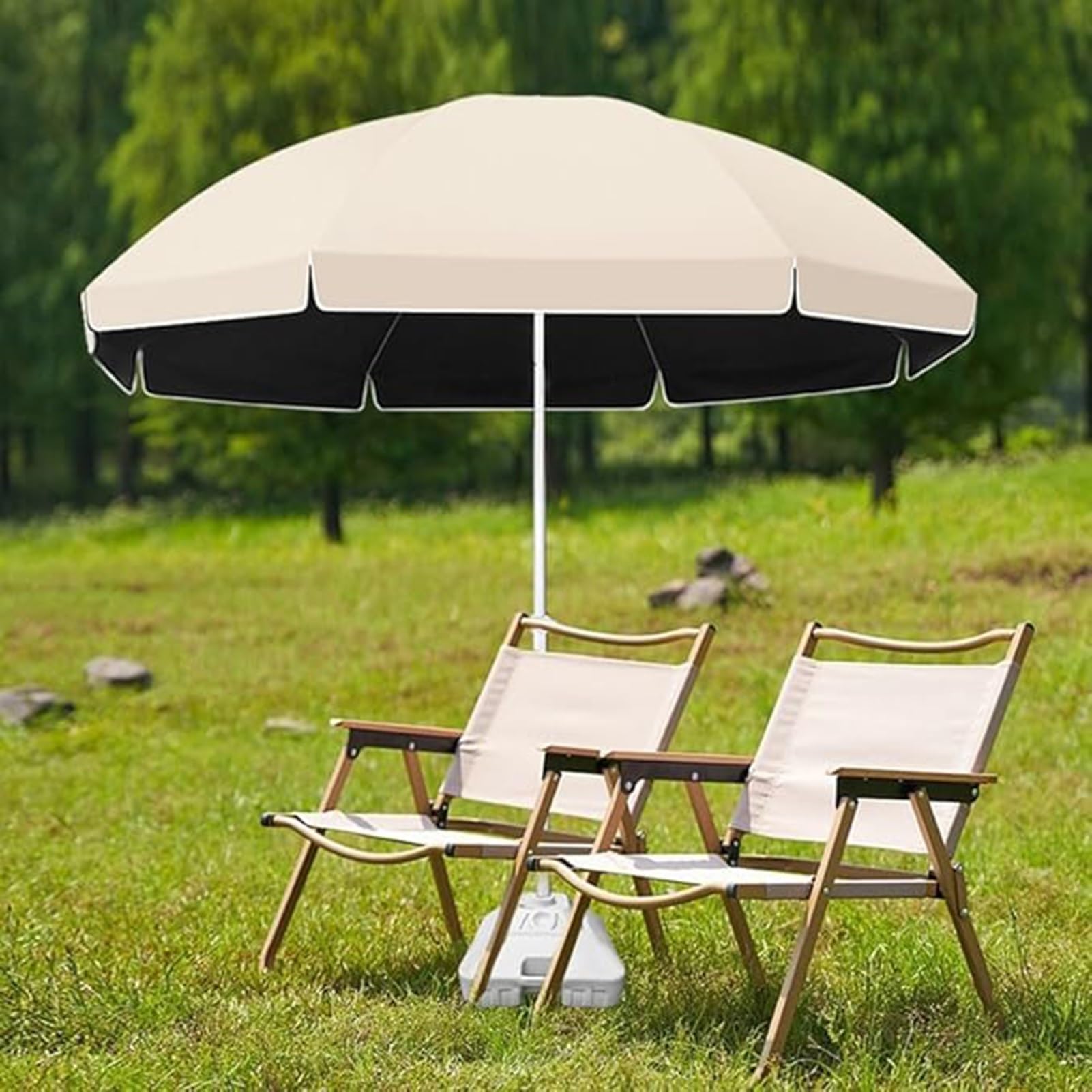 Okrągły Parasol Tarasowy Z Regulowaną Wysokością, Przenośny Parasol Plażowy Z 8 Żebrami, Upf50+, Ogrodowy Parasol Na Pikniki Kempingowe, Bez Podstawy,Green-180cm/5.9ft
