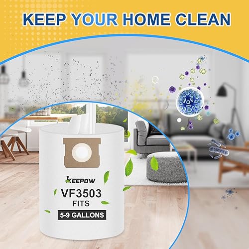 Miniatura 3 de VF3503 - Bolsas de aspiradora compatibles con aspiradora húmeda y seca Ridgid & Workshop, bolsas de vacío de 6 a 9 galones, accesorios de bolsas de