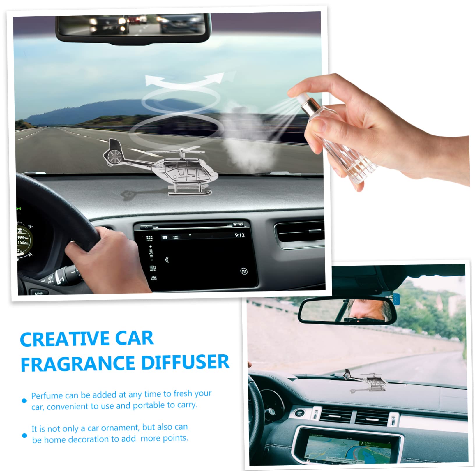 SHERCHPRY 4pezzi Diffusore Auto Elicottero Solare Rotante Decorazione Creativa Per Interni Profumatore Aria Per Auto Accessorio Per Veicoli e Casa Facile Da Usare e Portatile