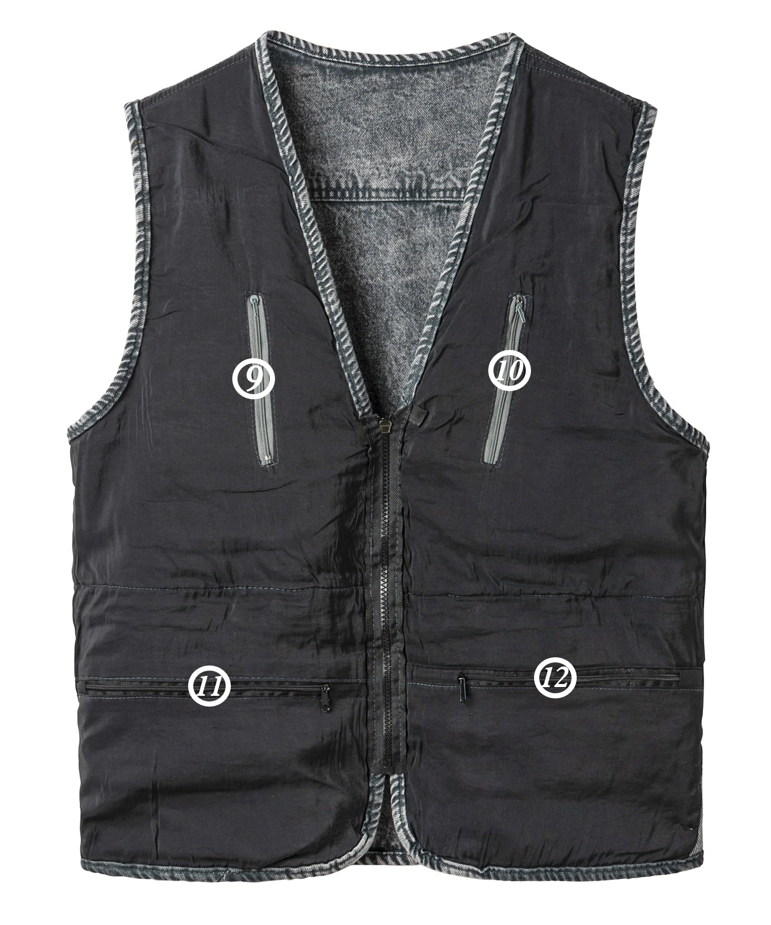 Gilet di Jeans da Uomo Multitasche Giacca Jeans Senza Maniche Retro Vintage Gilet Denim Smanicato Jeans