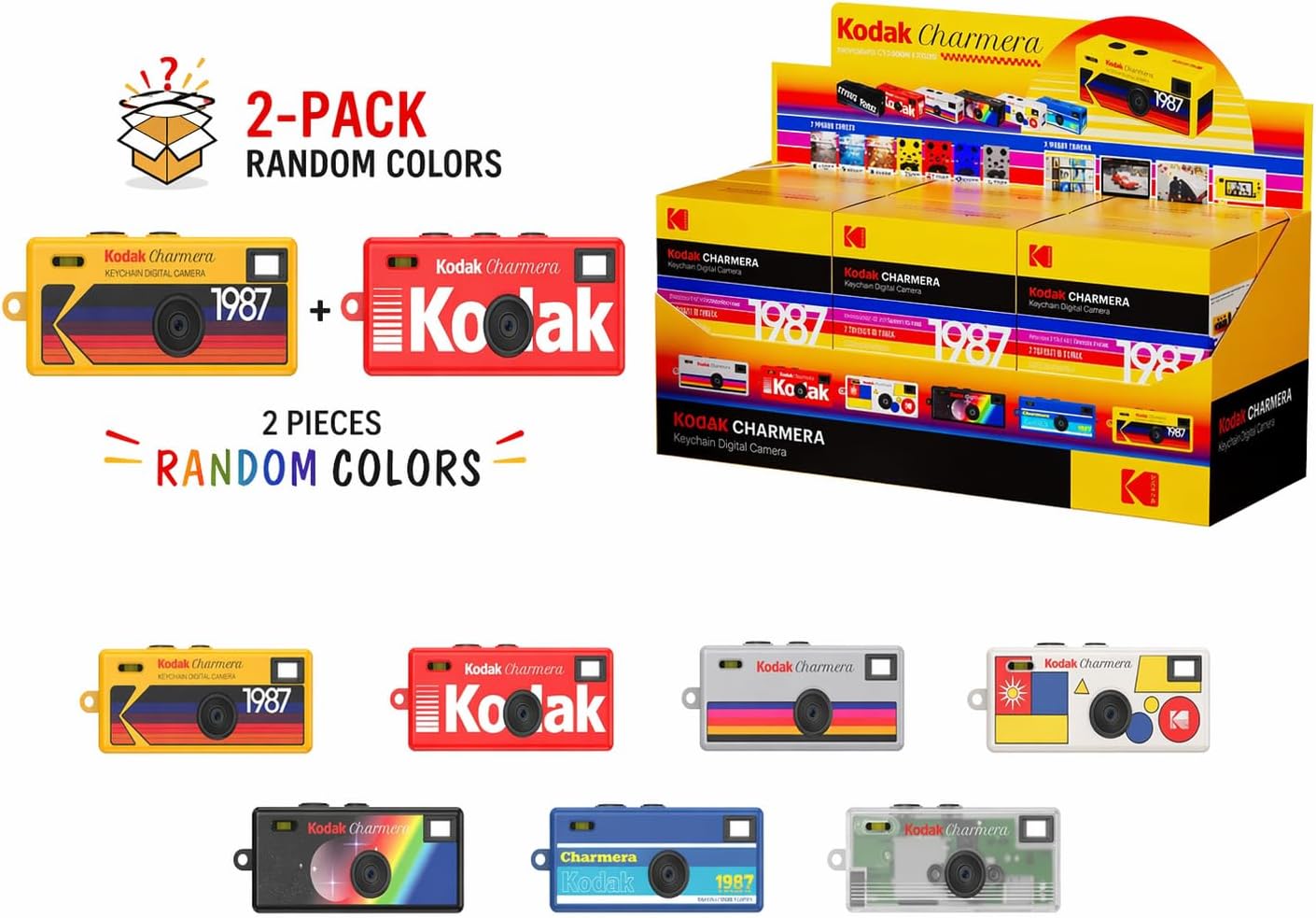 KODAK CHARMERA Keychain Digital Camera Blind Box (2PC) Mini Camera, Digicam, Video Recording, Bag Charm, 1.6 Megapixels, Micro SD Slot, for Beginners Teens & Adults + Green Extreme 32GB Micro SD Card