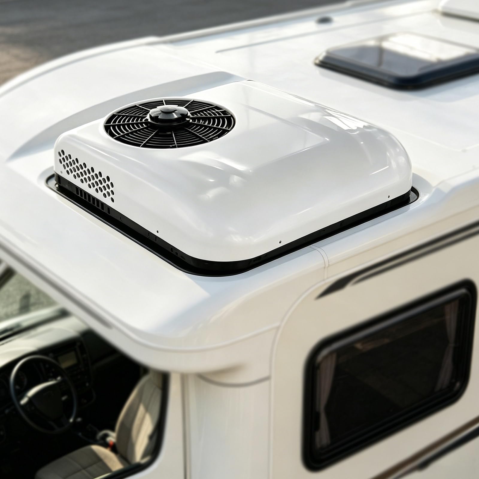 ZyKnaurral Ultra Quiet & Fast Cooling Rooftop AC Unit,12V/24V DC Parking Split Air Conditioner System with 2000W Cooling, Universal Fit for Motorhomes, Caravan, Camping, Trucks & Van 24V