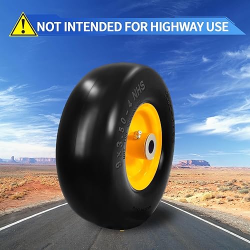 Miniatura 8 de 2 neumáticos y ruedas de alta calidad de 9 x 3.5-4 para cortacéspedes y cortacéspedes de giro cero, con buje de grasa de 34 y 58 pulgadas y cubo