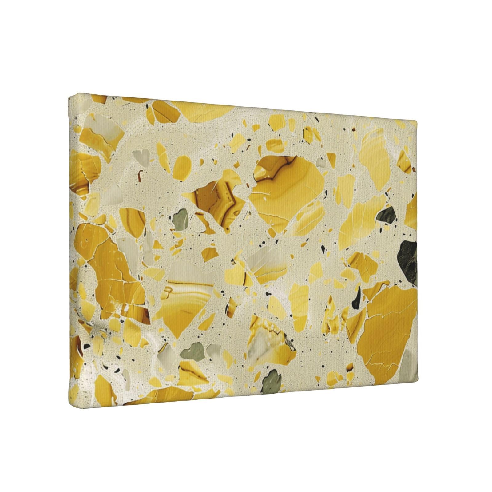 YKLJG yellow marble Printed Wall Art Canvas Painting 30x20 CM Wooden Framed Picture Painting Artwork Prints for Bedroom Kitchen Home Office Decor