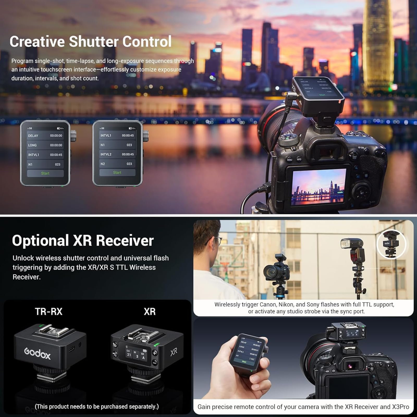 Godox X3 Pro S X3PRO-S Disparador Flash TTL Inalámbrico para Sony, Sistema 2.4GHz X, Bluetooth & App Control, Pantalla Táctil, HSS, Shutter Control, Carga Rápida USB-C para Sony Cámara