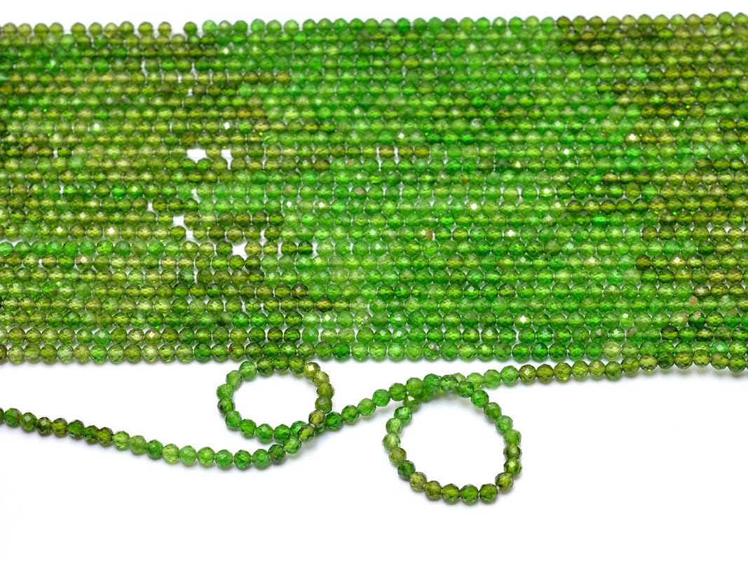 Perles de rondelles en diopside de chrome naturel 3mm | Pierres semi-précieuses en vrac facettes