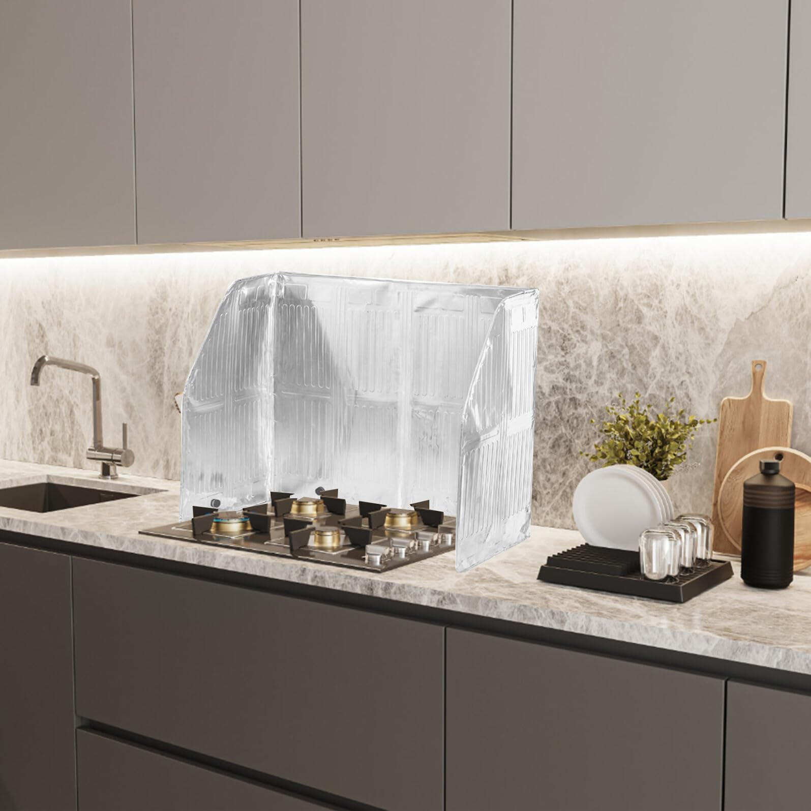 Toddmomy Spritzschutz Küchenfolie Silber für Gasherde aus Aluminiumfolie